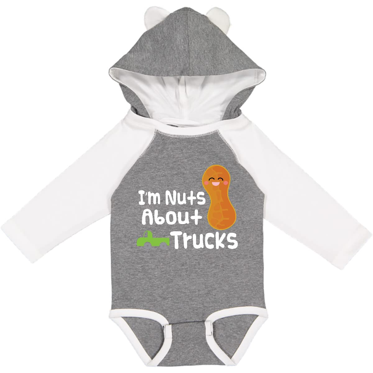 Inktastic Nuts About Trucks Boys' Long Sleeve Creeper Outfit - Cute Baby Clothes for Playtime, Family Photos & Everyday Adventures