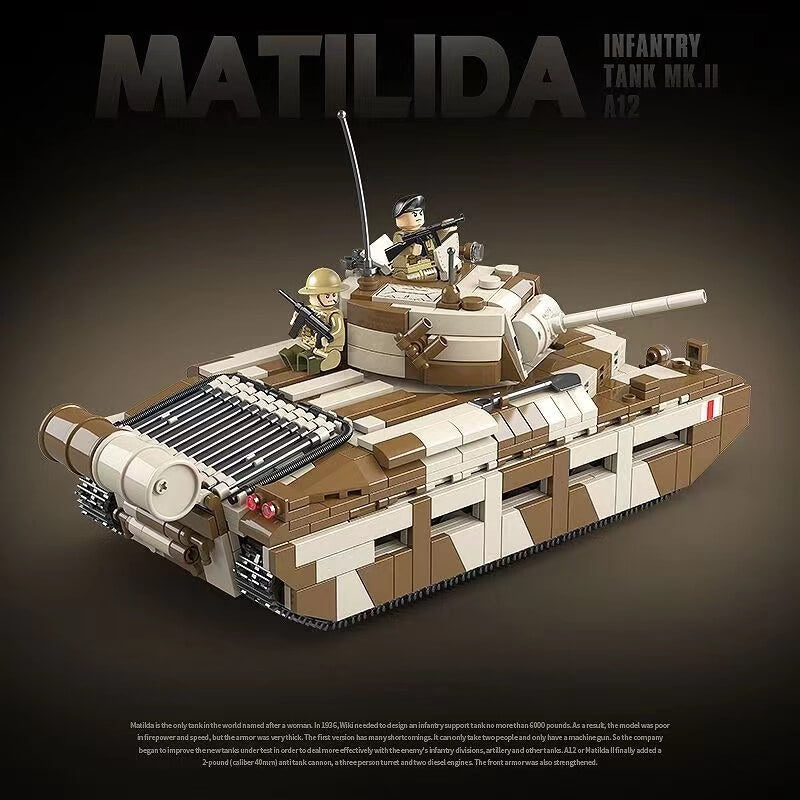 Quanguan 100236 Matilda MK.II A12 Infantry Tank Model - 1/35 Scale Military Vehicle Kit for Collectors & History Enthusiasts | Perfect for Diorama Building, Wargaming & WWII Display Collections
