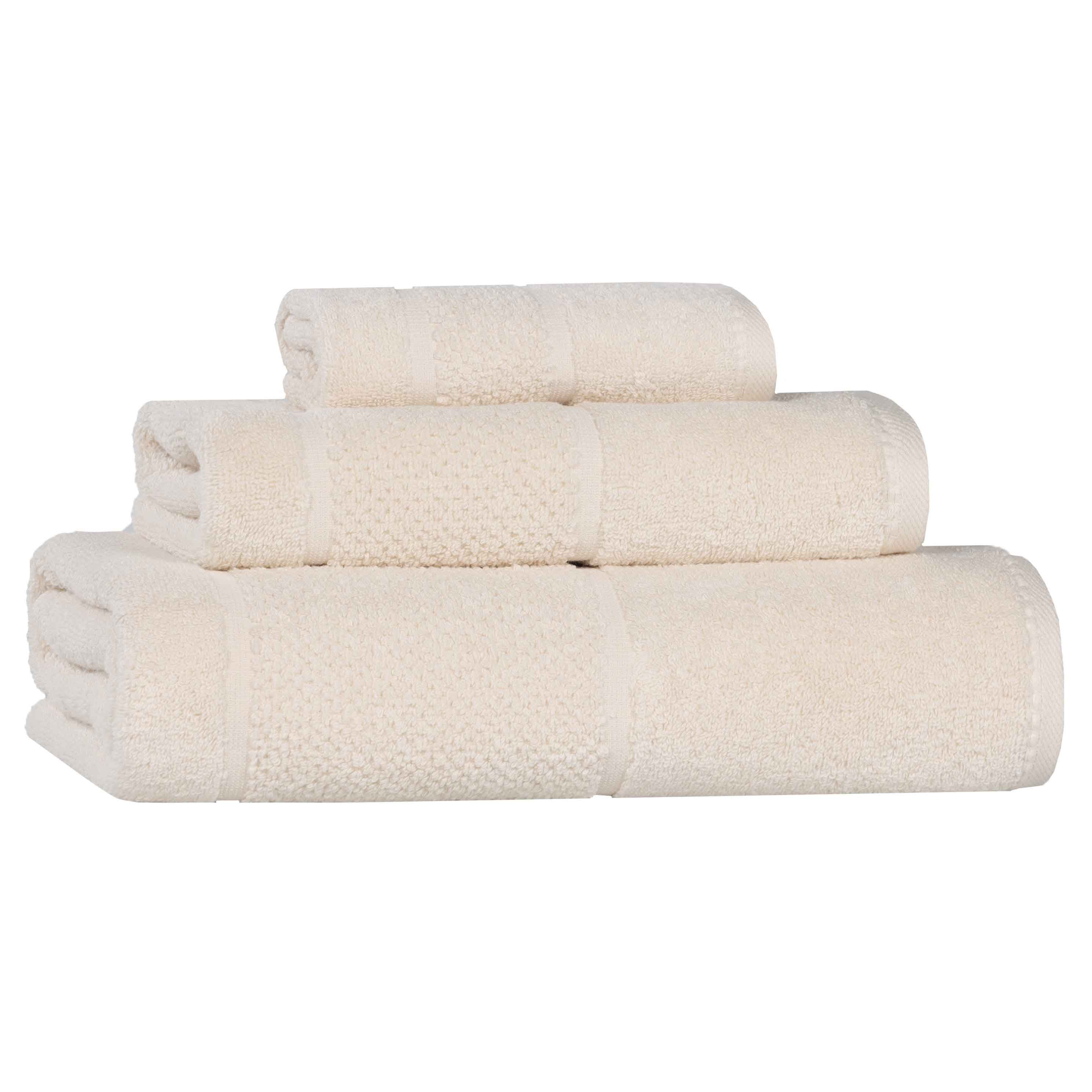 Premium 3-Piece Cotton Towel Set with Broad Border - Soft, Absorbent & Stylish for Bath, Spa & Home Decor - Mile Smart Twist Collection