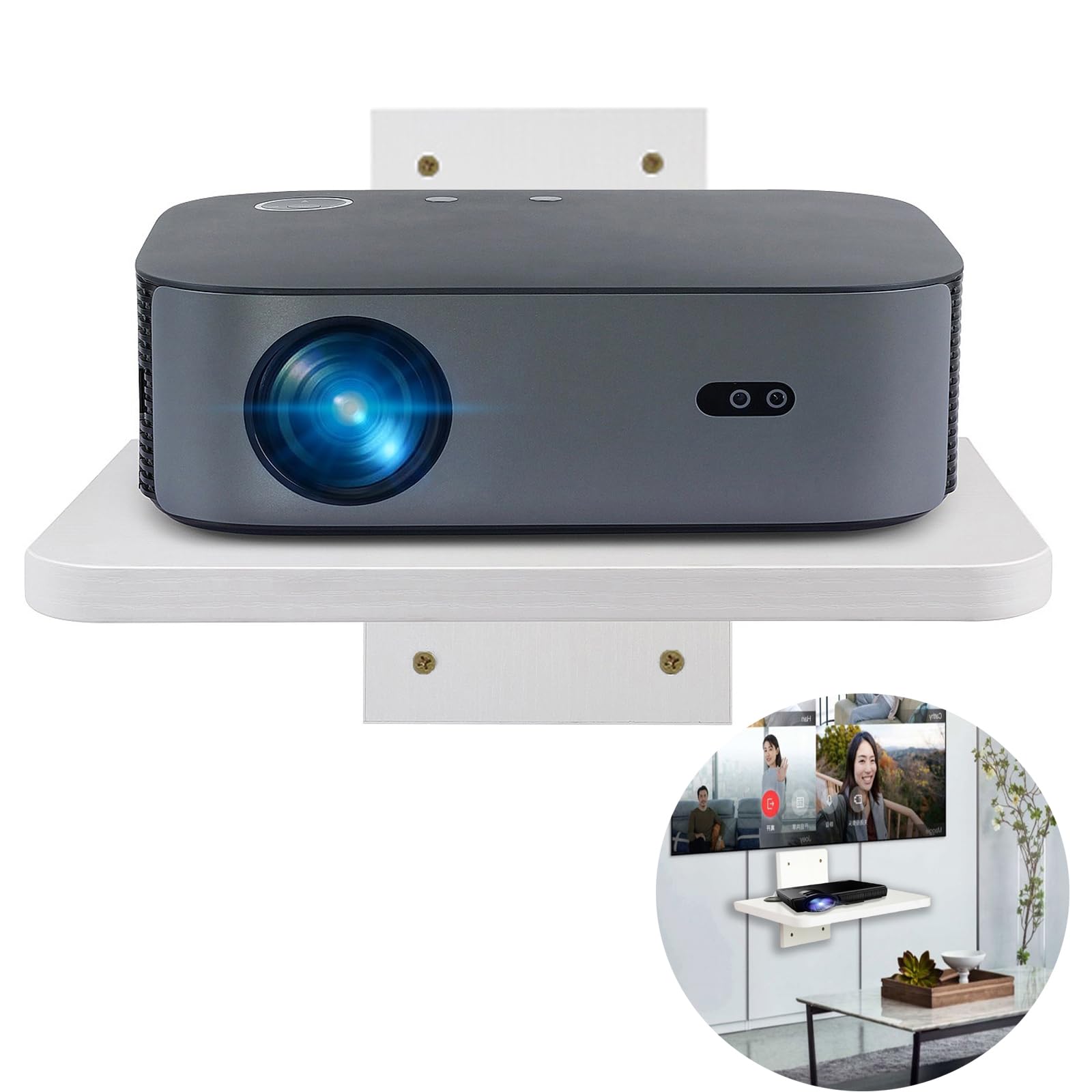 BiJun Floating Wall Mount TV Shelf - Universal Media Stand for Projector, Speaker, Router, DVD Player, PS4, Cable Box & Game Consoles - Space-Saving Home Entertainment Storage Solution (Perfect for Living Room, Bedroom & Home Theater Setup)