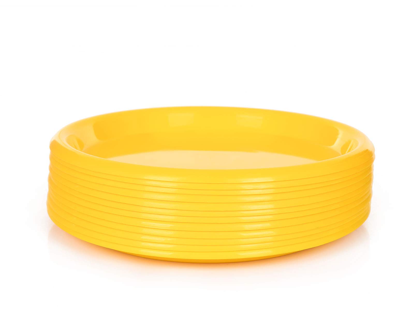Mintra Home Reusable Plastic Plates - 12 Pack Large 8.5 Inch Yellow Plates for Parties, Picnics & Outdoor Dining | Durable & Eco-Friendly Dishware