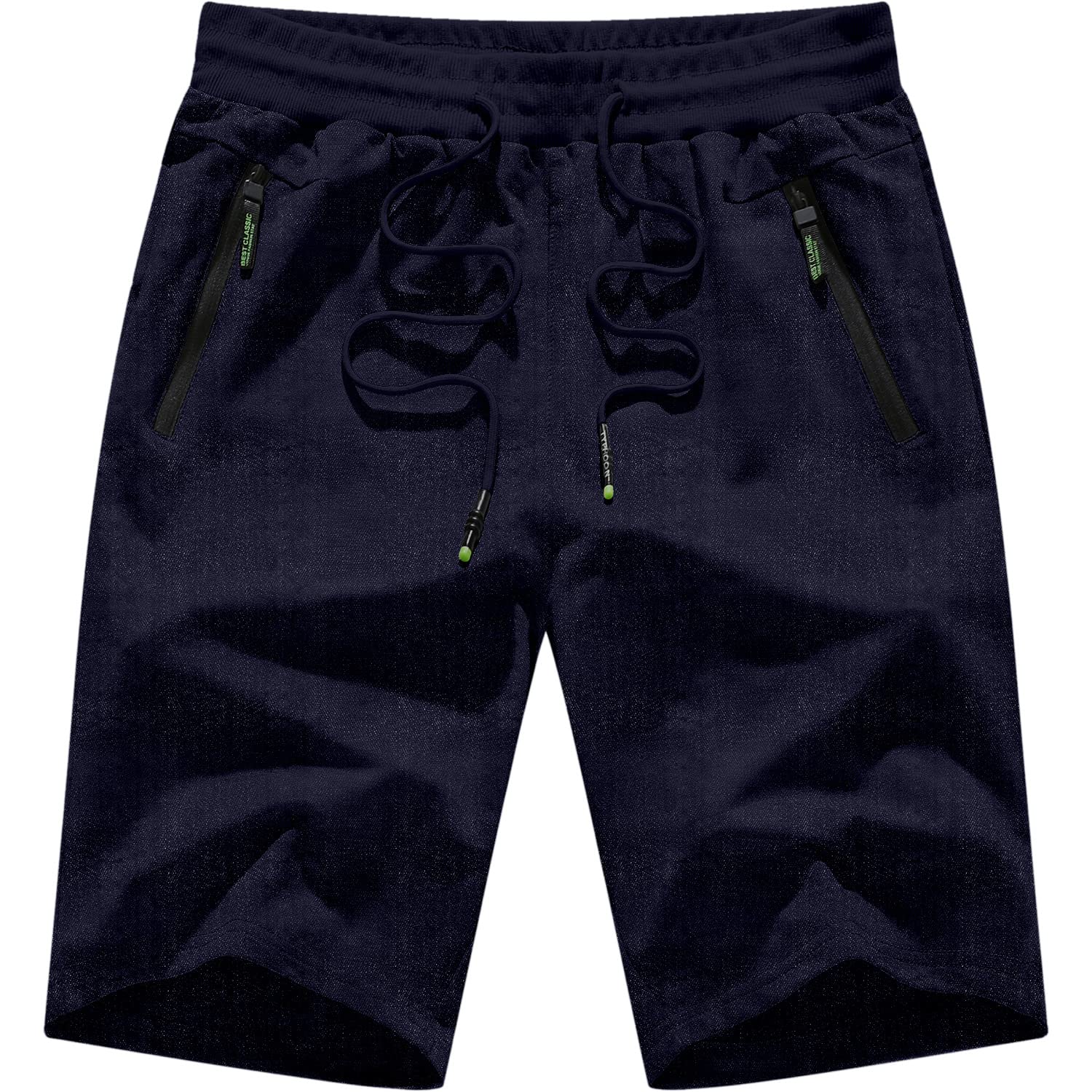 MLANM Men's Casual Shorts with Drawstring & Elastic Waist - Quick-Dry Summer Beach Shorts with Zipper Pockets for Swimming, Gym, and Outdoor Activities