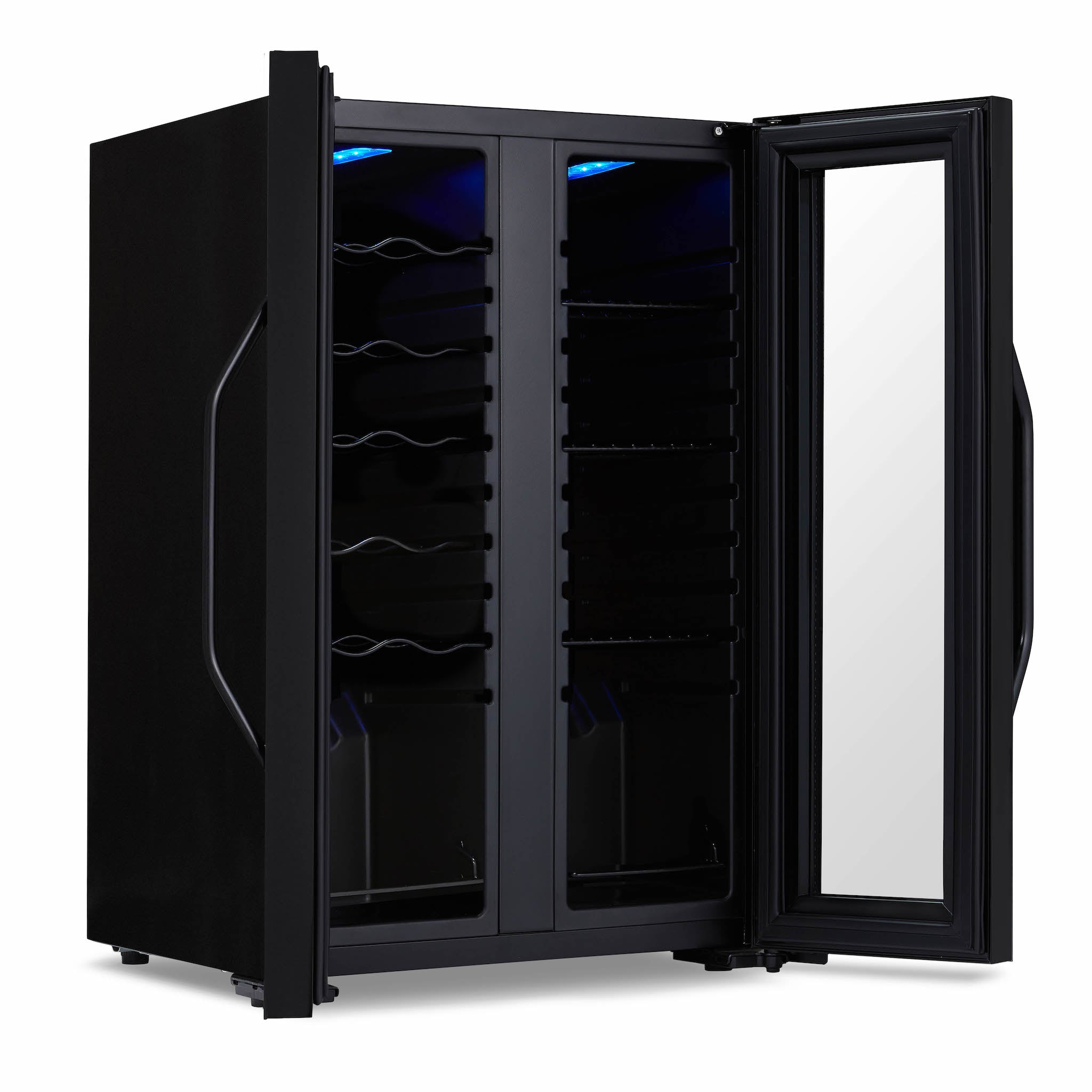 Newair® 39 Can, 12 Bottle Freestanding Dual Zone Beverage Refrigerator - Compact Wine & Beer Cooler for Home, Office, or Bar - Perfect for Chilling Drinks and Storing Beverages