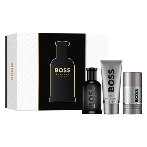 Hugo Boss Bottled Parfum 3-Piece Gift Set for Men - Eau de Toilette Spray, Shower Gel & After Shave Balm - Perfect for Holidays, Birthdays & Special Occasions