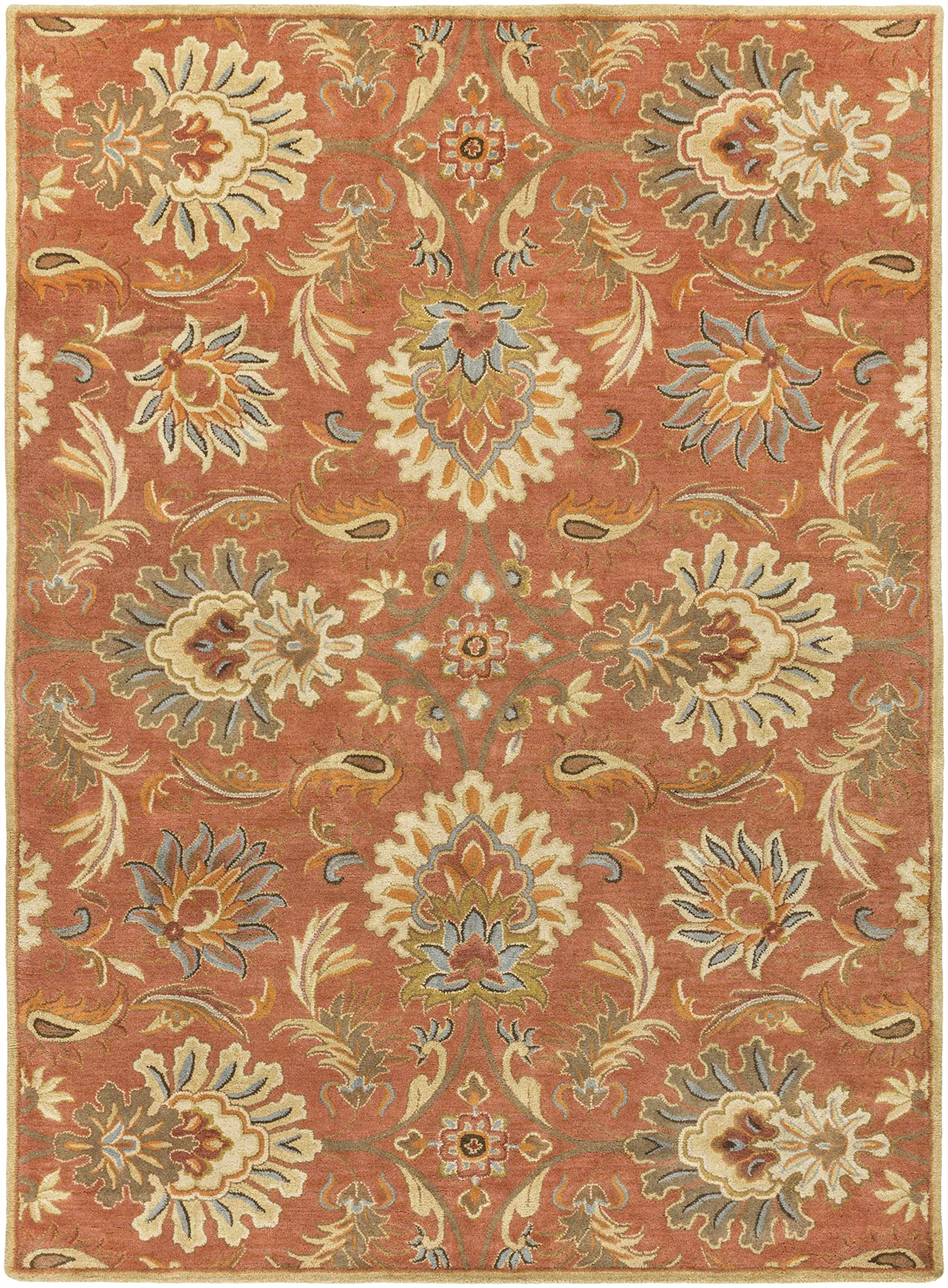 Hauteloom Chesterton Wool Area Rug - Traditional Brown, Green, Red 8' Round - Soft & Durable for Living Room, Bedroom, Office - Perfect for Home Decor & Cozy Spaces