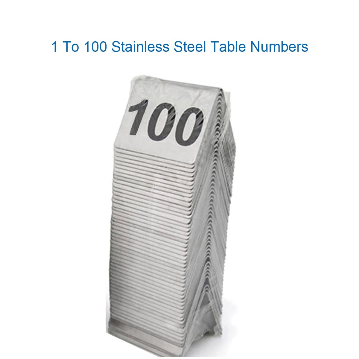 Stainless Steel Table Numbers 1-100, Double-Sided Tent Cards for Restaurants, Cafes & Bars - Elegant Table Markers for Weddings, Events & Dining Settings