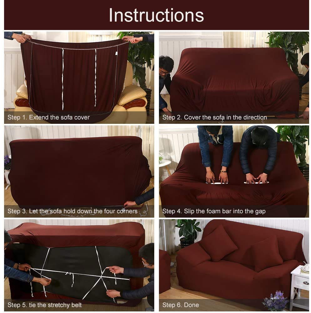 L-Shaped Sofa Slipcover - Anti-Slip, Stain Resistant Stretch Couch Cover for Sectional Couches (2+3 Seater, Navy Blue) with 2 Pillowcases - Perfect for Living Room, Family Room & Home Theater Furniture Protection