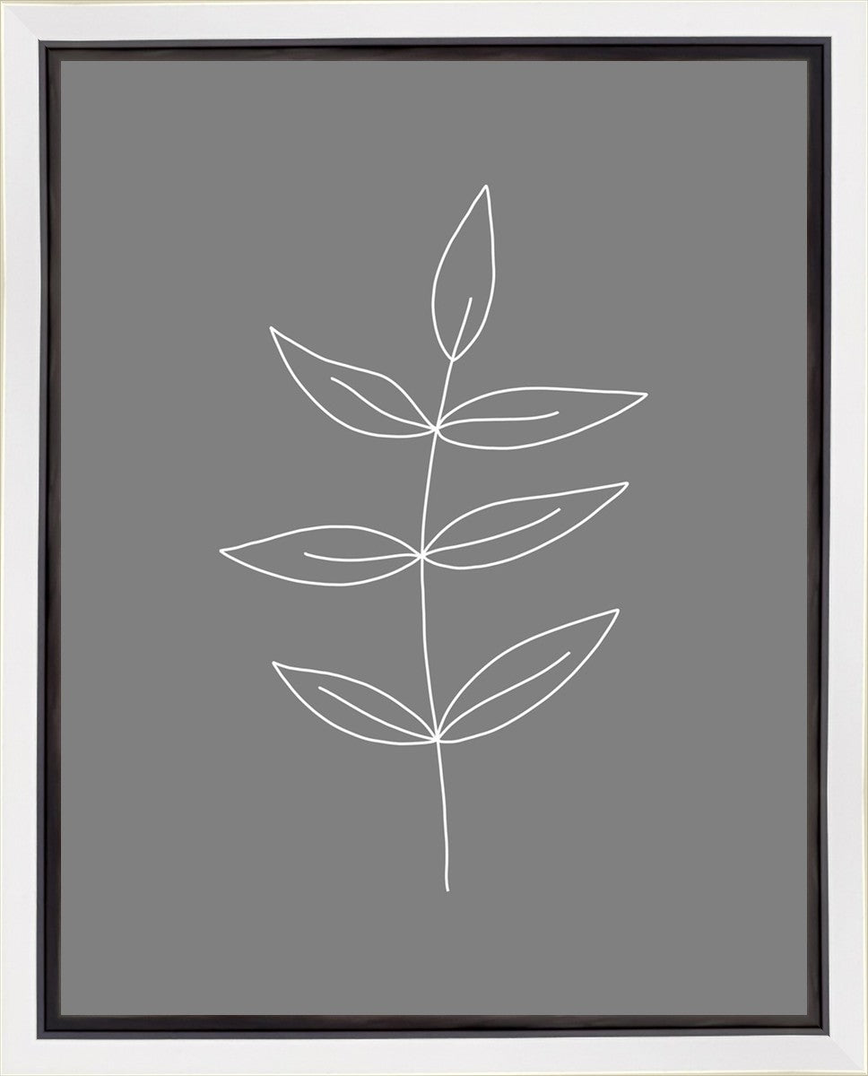 Minimalist Leaves Gray Gallery Wrap Canvas Art - Modern Home Decor for Living Room, Bedroom & Office