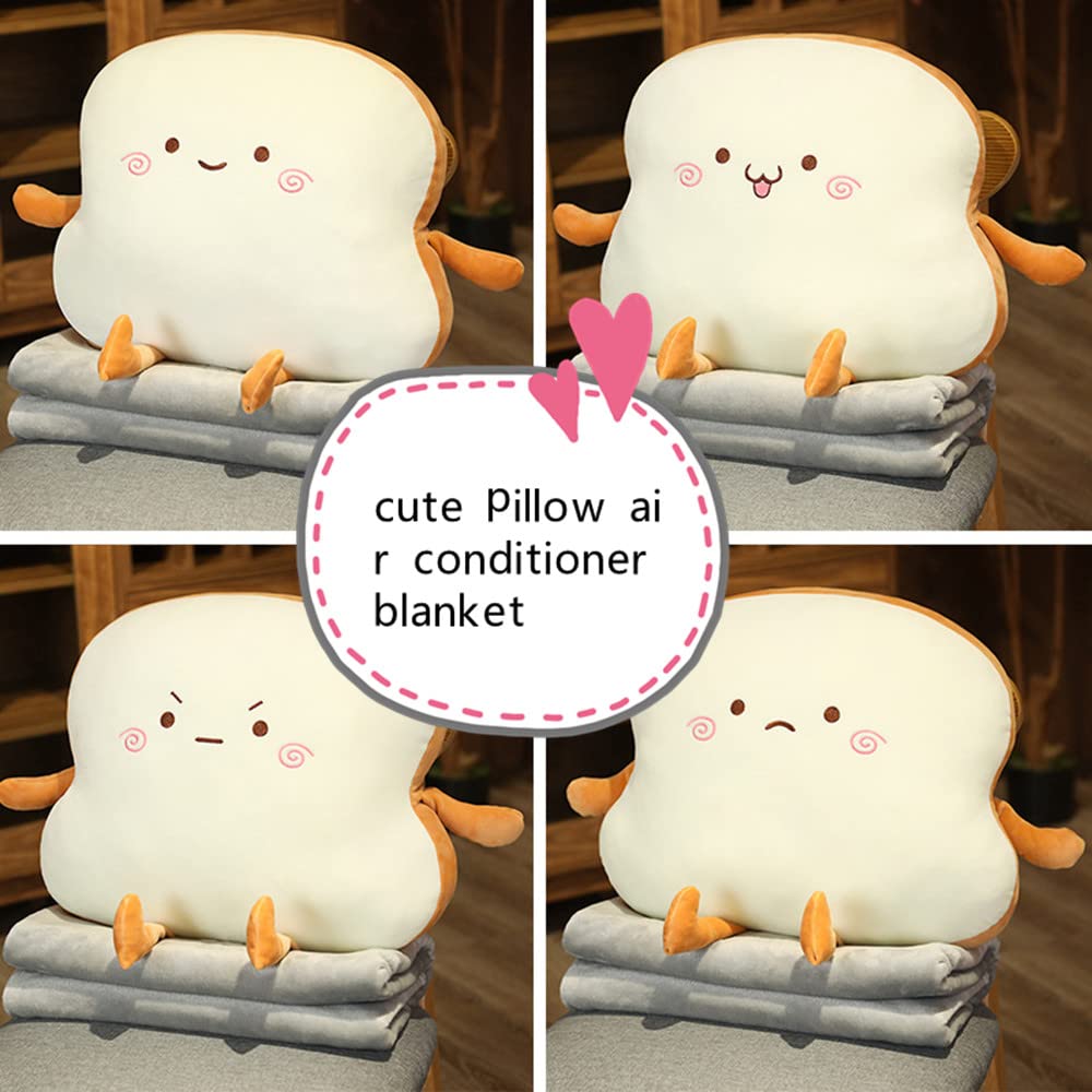 JOSON Toast Bread Pillow - 3-in-1 Dual Use Sofa Cushion, Blanket & Home Decor (Smile Face) - Perfect for Living Room, Bedroom & Office Relaxation