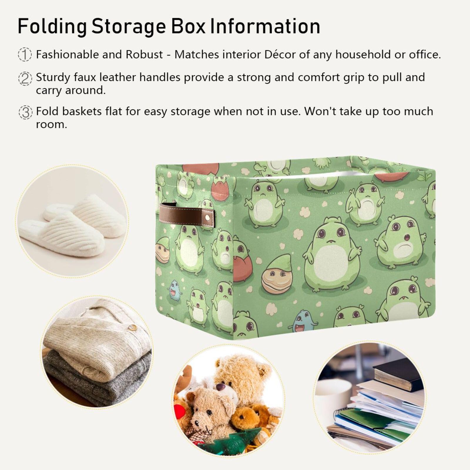 Foldable Canvas Storage Baskets with Handles - 2 Pack Rectangle Fabric Organizer Box for Clothes, Home & Office Organization | Perfect for Closet Shelves, Bedroom Decor & Kids' Room Storage