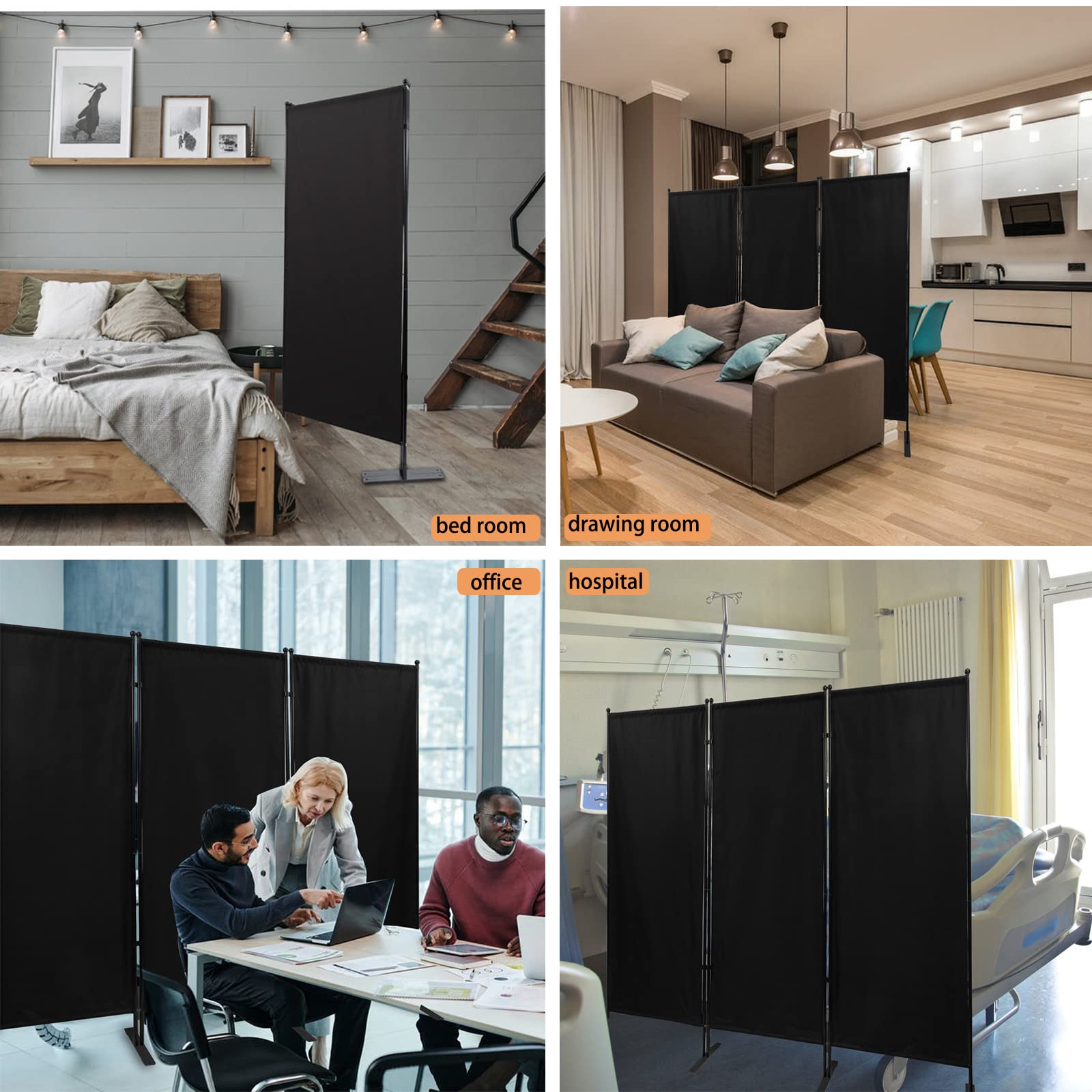 3-Panel Heavy Duty Iron Room Divider - 102