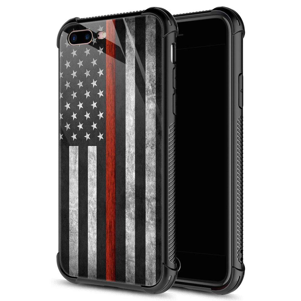 CARLOCA iPhone 8 Case with American Flag Design - Shockproof Hard Cover Compatible with iPhone 7/8/SE 2020 (Black & Red) | Perfect for Men & Boys | Anti-Scratch Protection for Daily Use, Work & Outdoor Activities