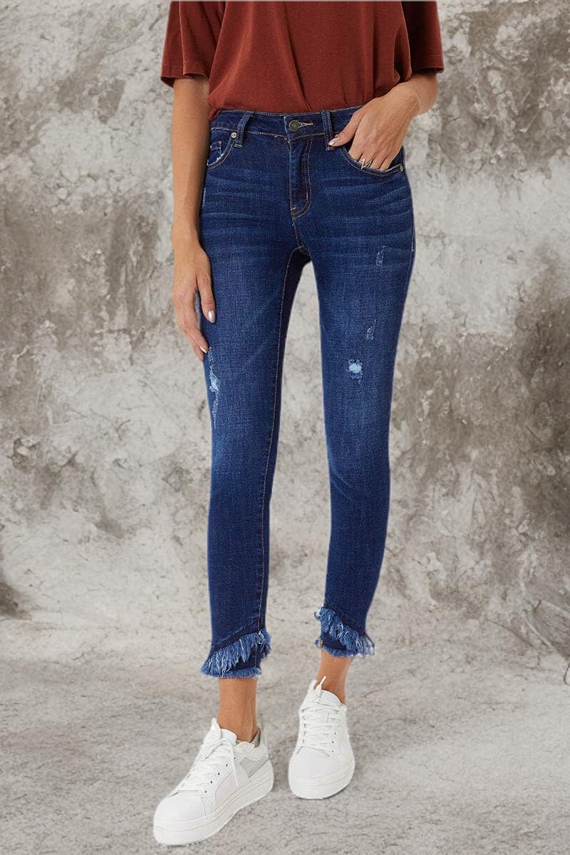 Kan Can Women's Mid Rise Ankle Skinny Jeans - Stretch Denim, Size D 11/29 | Comfortable & Stylish for Casual Wear, Office & Night Out
