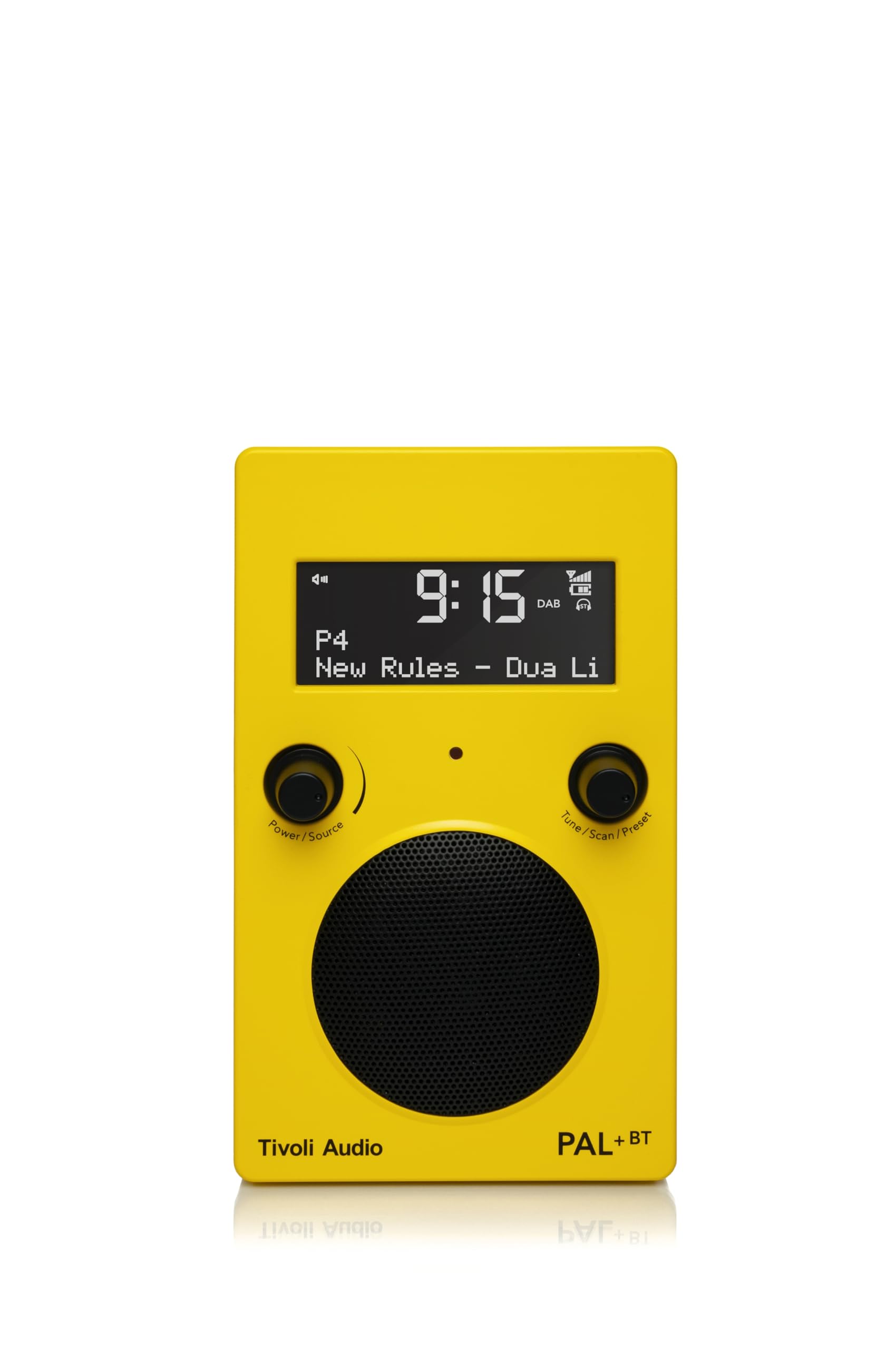 Tivoli Audio PAL+ BT - Vintage Bluetooth Radio with 16-Hour Rechargeable Battery, Portable AM/FM Speaker, Water-Resistant, Retro Yellow - Perfect for Home, Office, and Outdoor Use