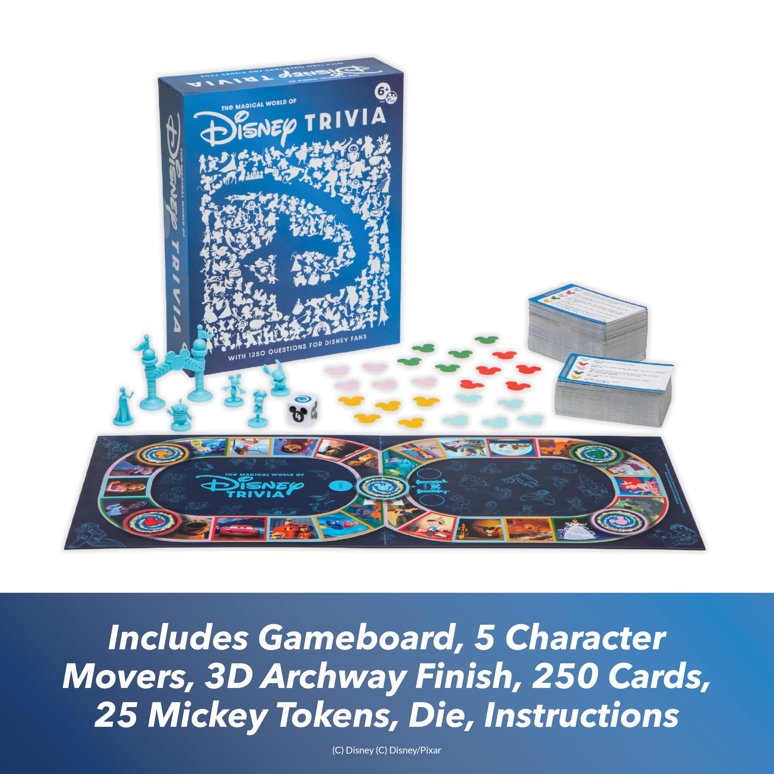 Disney Trivia Board Game - Magical World of Disney Family Game Night for Kids & Adults (Ages 6+) - Fun Multiplayer Travel Game for Parties, Family Gatherings & Disney Fans