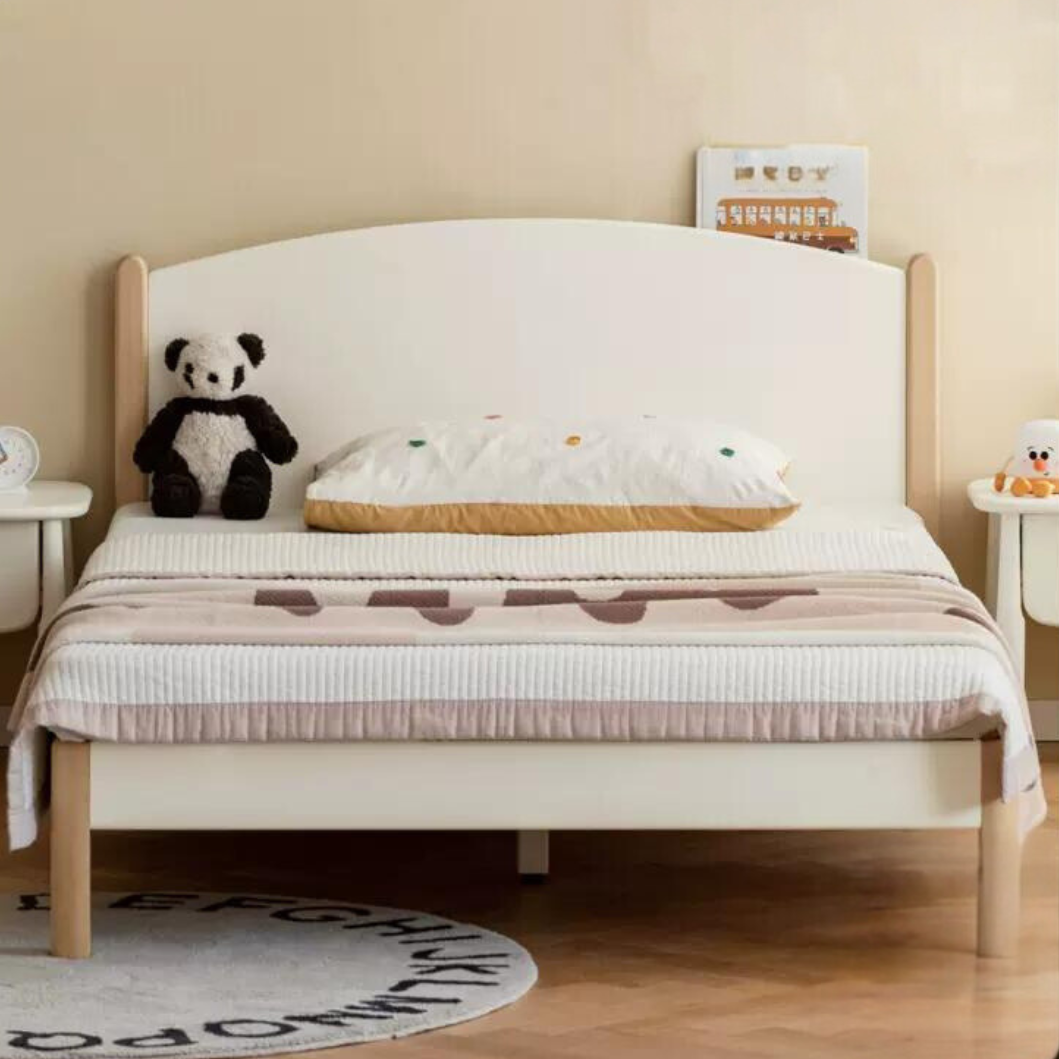 Solid Poplar Wood Kids Bed Frame - White - Durable & Safe for Toddler & Children's Bedroom, Nursery, or Guest Room