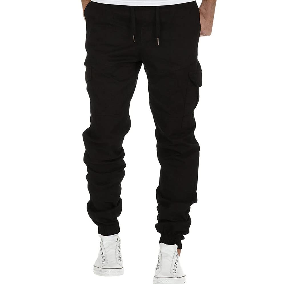 Men's Drawstring Casual Sweatpants - Loose Fit Sporty Bandage Pants with Elastic Waist for Gym, Running & Lounge Wear