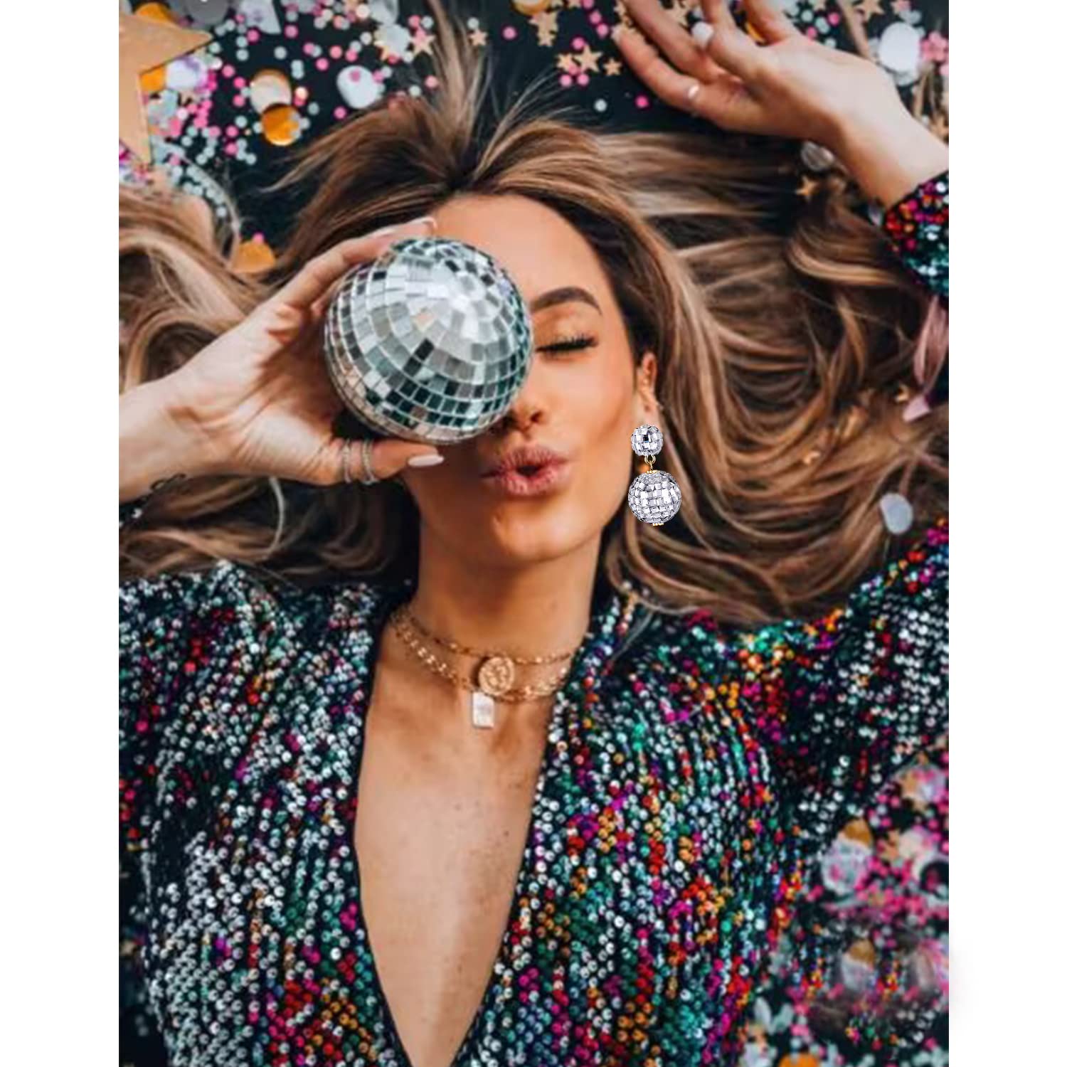 Disco Ball Earrings for Women - Sparkly Mirror Ball Dangle Earrings for Dance Party, Country Music Concert, 60s 70s Outfits, Halloween Costume Accessories - Perfect Gift for Christmas, Birthday, and Festive Occasions - Great for Raves, Club Nights, and Retro Theme Parties