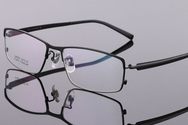 Bclear Men's Full Rim Titanium Eyeglasses Square Frame LB6630 - Lightweight Durable Glasses for Work, Reading & Everyday Use