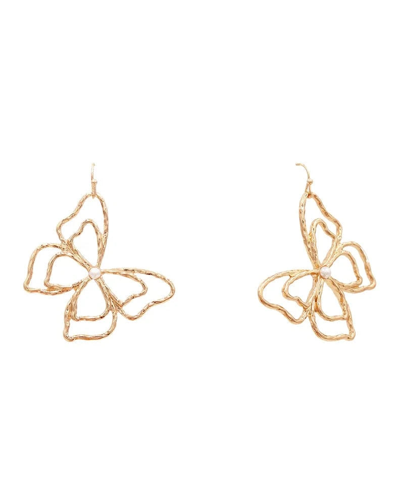 Elegant Gold Textured Butterfly Earrings for Women - Hypoallergenic Dainty Jewelry Gift for Parties, Weddings & Everyday Wear