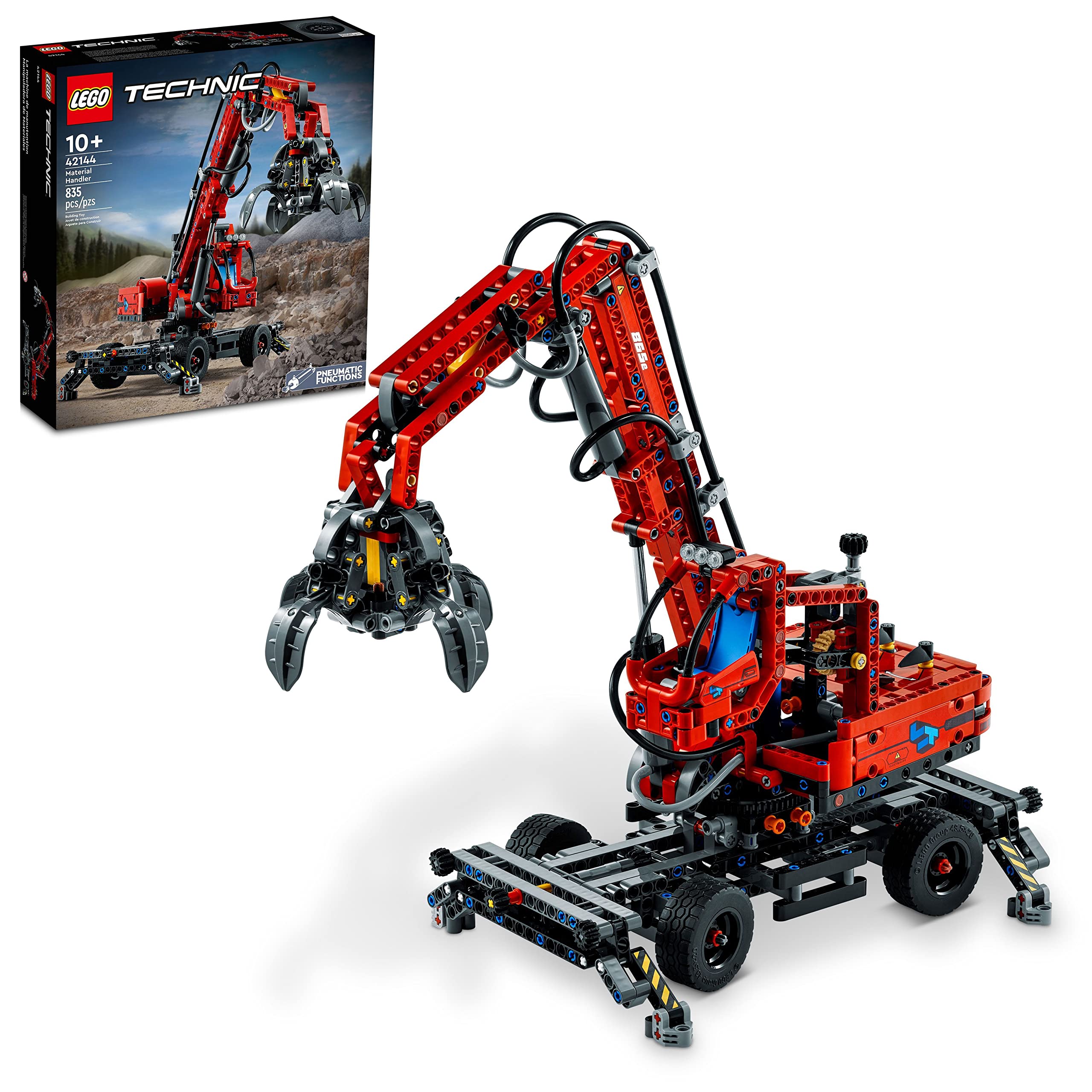 LEGO Technic Material Handler 42144 - Mechanical Model Crane Toy with Manual & Pneumatic Functions | Construction Truck Building Set for Kids & Adults | STEM Educational Toys for Engineering Enthusiasts | Perfect for Birthday Gifts & DIY Projects