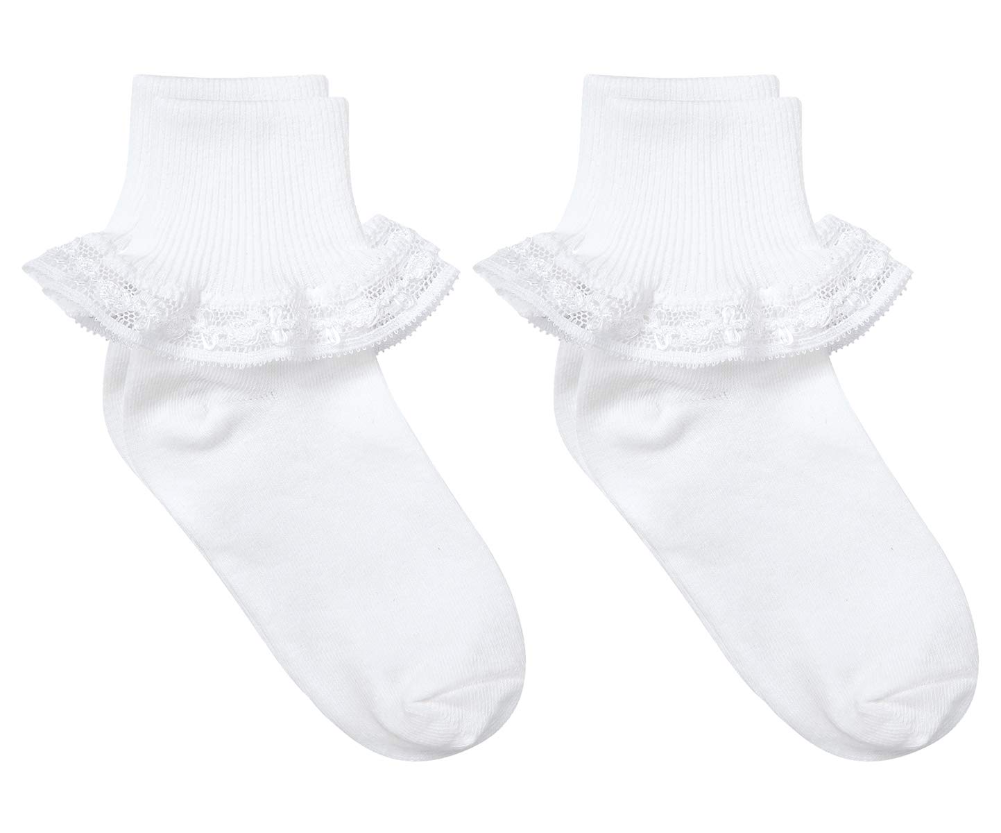 Country Kids Baby Girls Rose Chain Lace Socks - Soft Cotton Ankle Socks for Toddlers - Perfect for Special Occasions, Photo Shoots & Everyday Wear