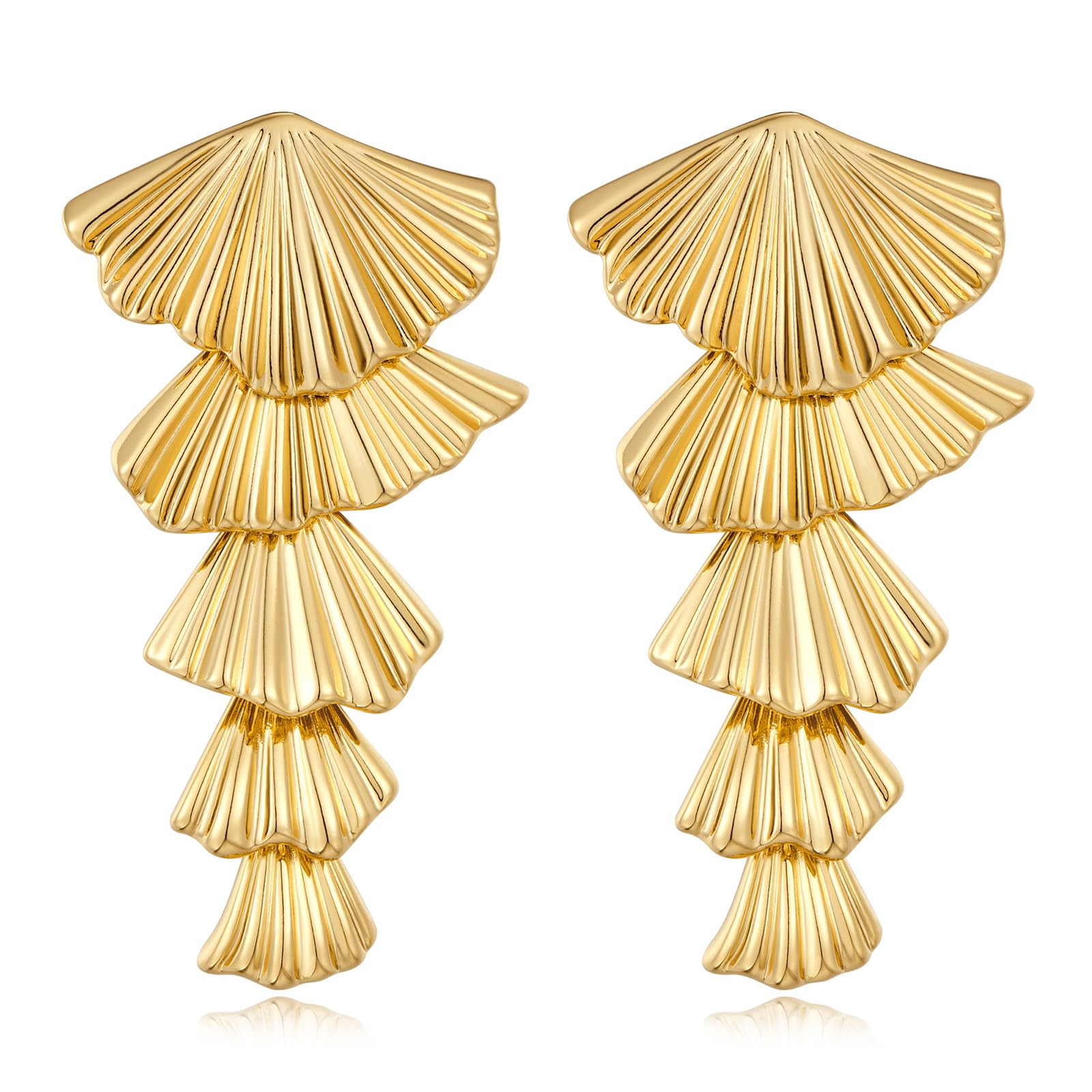 Gold & Silver Shell Dangle Earrings for Women - Elegant Seashell Drop Earrings - Ocean Beach Jewelry - Perfect for Summer Vacations, Beach Weddings & Boho Fashion