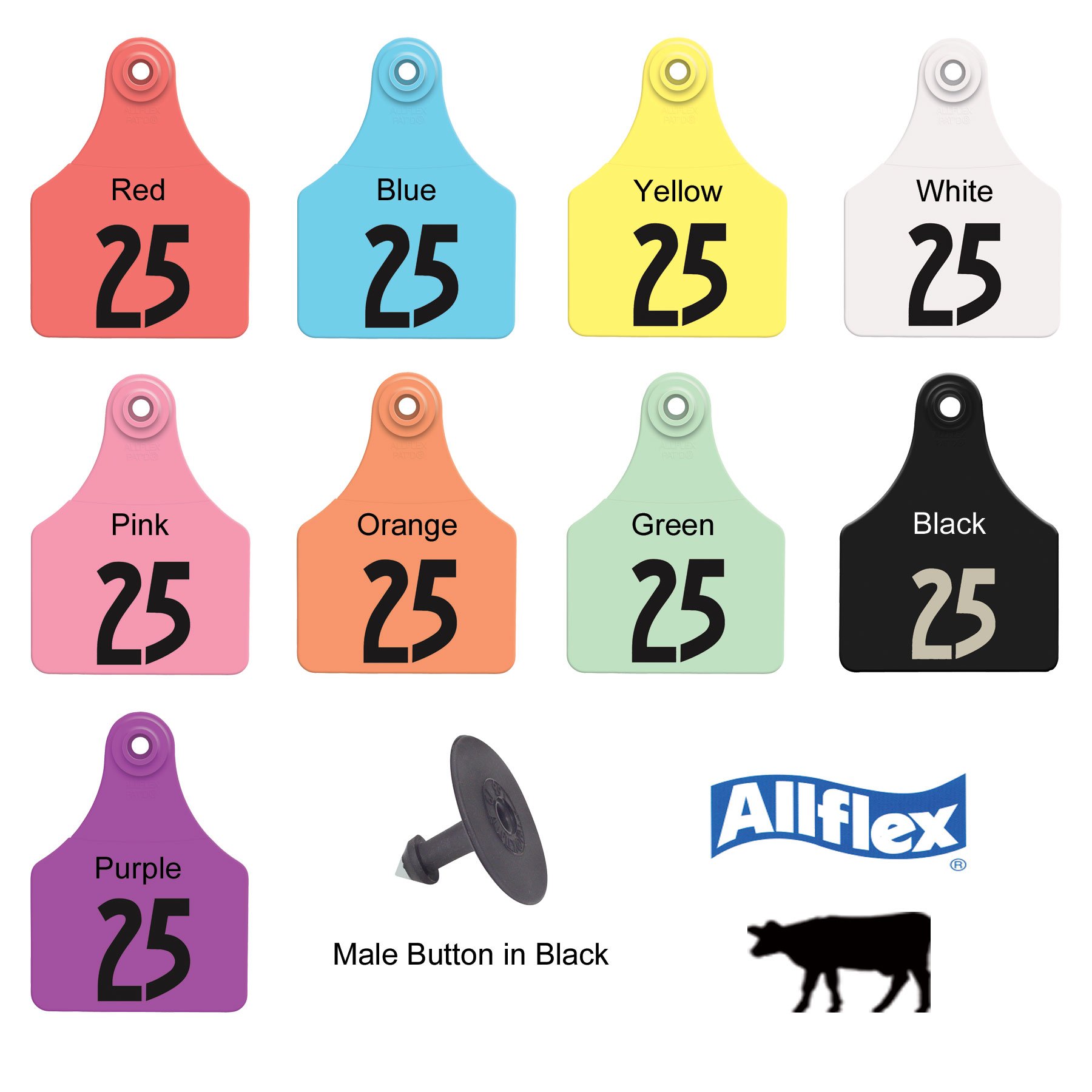 Allflex USA Official Livestock Ear Tags LG GLBL TAG GRN #26-50 - Durable Animal ID Tags for Cattle, Sheep & Goats - Farm & Ranch Management Supplies
