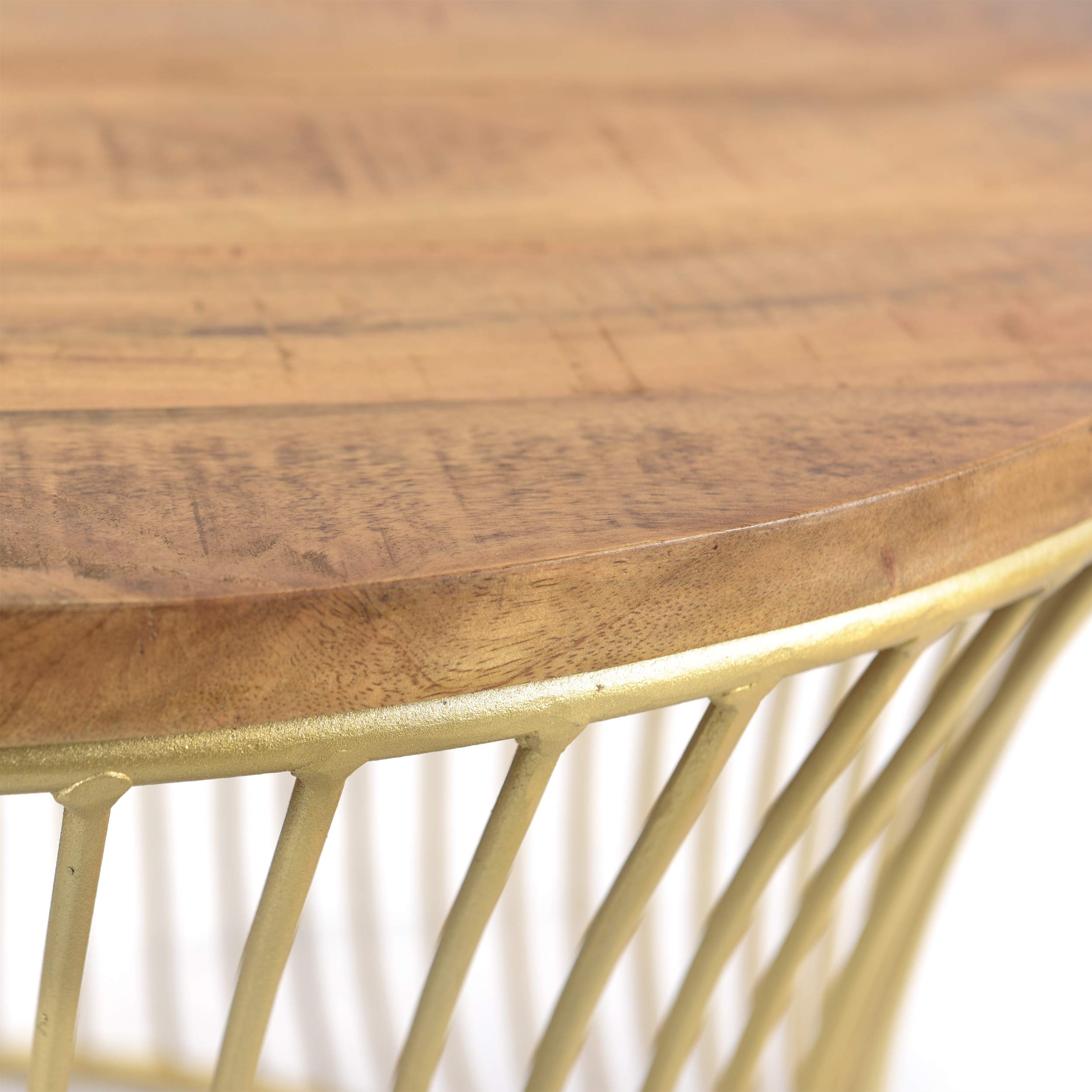 Christopher Knight Home Lydia Coffee Table - Natural Wood Finish with Gold Accents for Living Room, Lounge & Office Decor