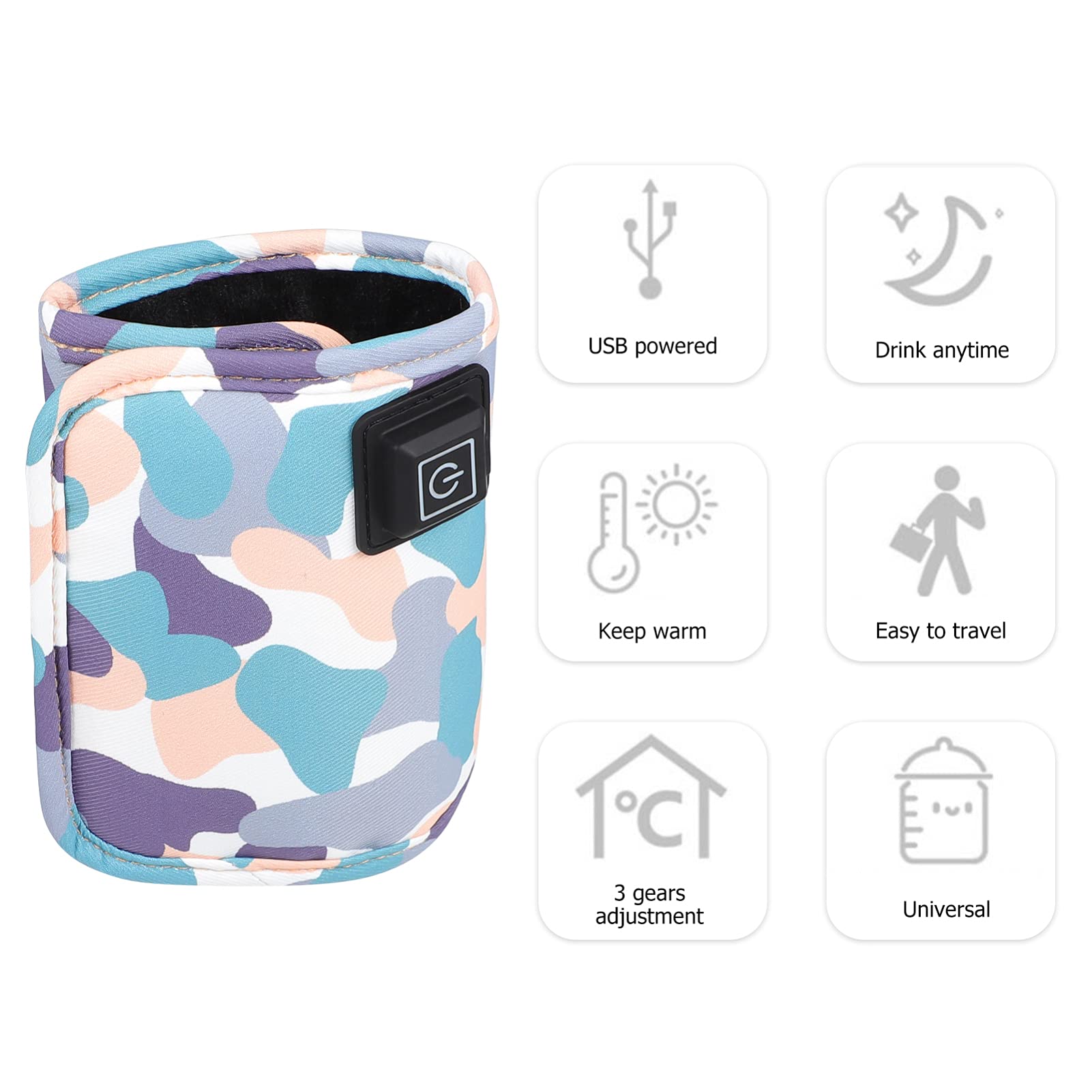 Toddmomy Purple USB Baby Bottle Warmer - Portable Milk Warmer for Infants, Travel Bottle Heater with Thermostat Control & Insulation Cover - Perfect for Home, Car, and On-the-Go Feeding
