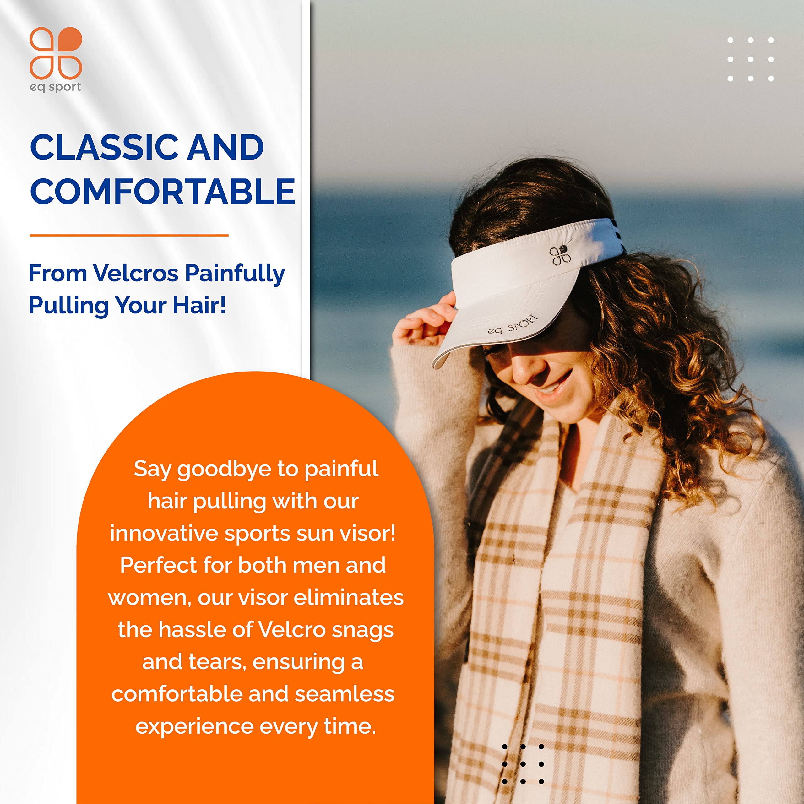 EQ SPORT Sun Visors for Women & Men - Adjustable Stretchy Elastic Band Golf & Tennis Visor Hats - UV Protection Sports Cap for Outdoor Activities, Running, Hiking, Beach & Summer Wear