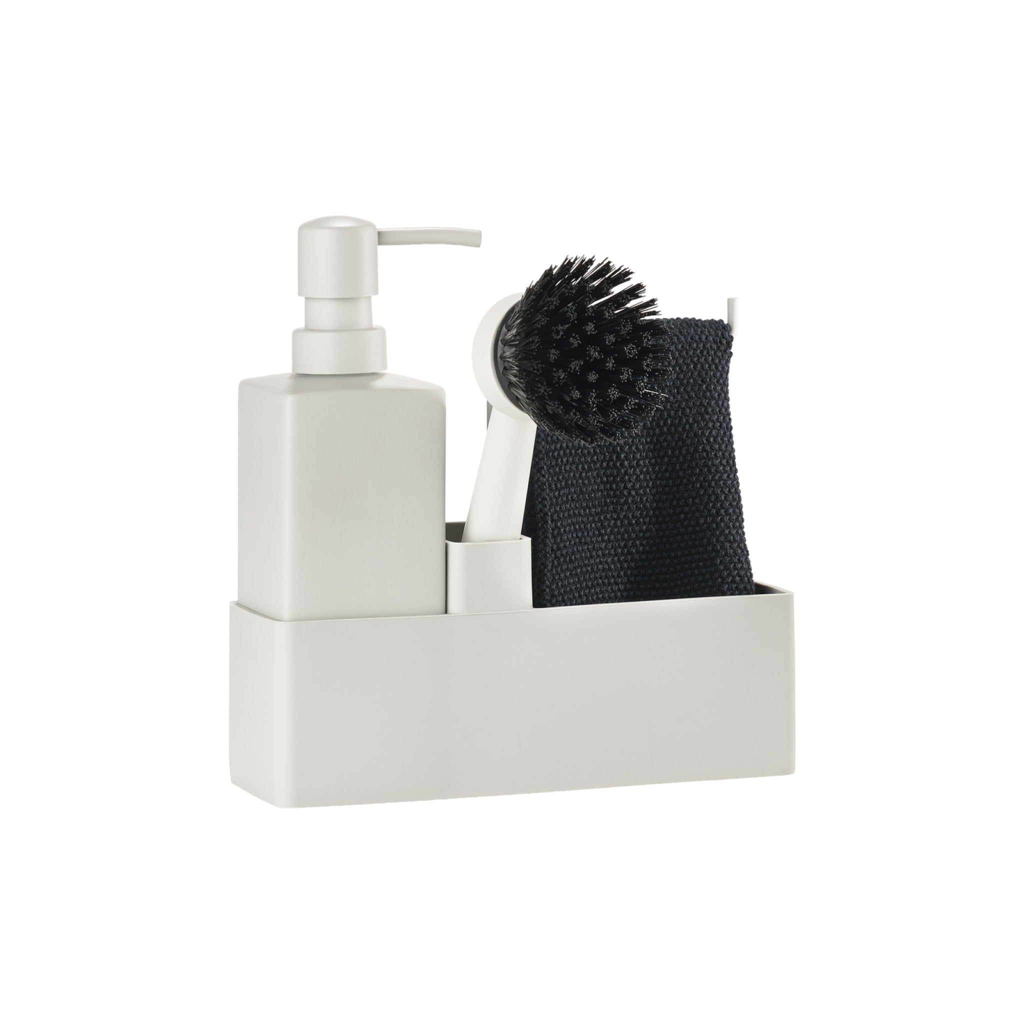 Premium ZONE DENMARK Dishwashing Set with Microfiber Cloth in Warm Grey - Complete Kitchen Cleaning Kit for Sinks, Countertops & Dishes (Dishwasher Safe)