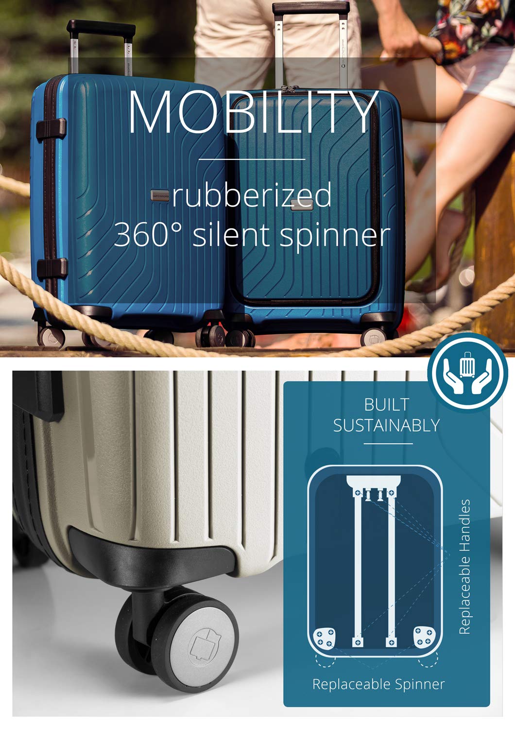 Premium Unisex Carry-On Luggage for Adults - Champagne Color, Lightweight & Durable Hand Luggage for Business Travel, Weekend Getaways & Airplane Cabin Use