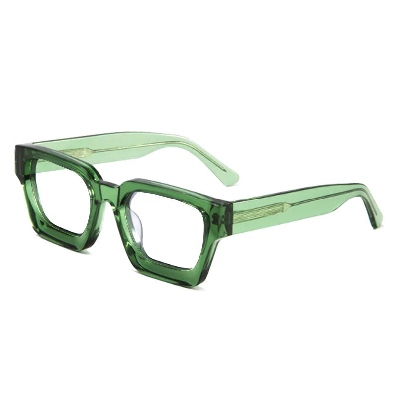Brightzone Unisex Full Rim Square Thick Acetate Eyeglasses 5437 - Stylish & Durable Frames for Men & Women - Perfect for Reading, Work & Fashion Accessories