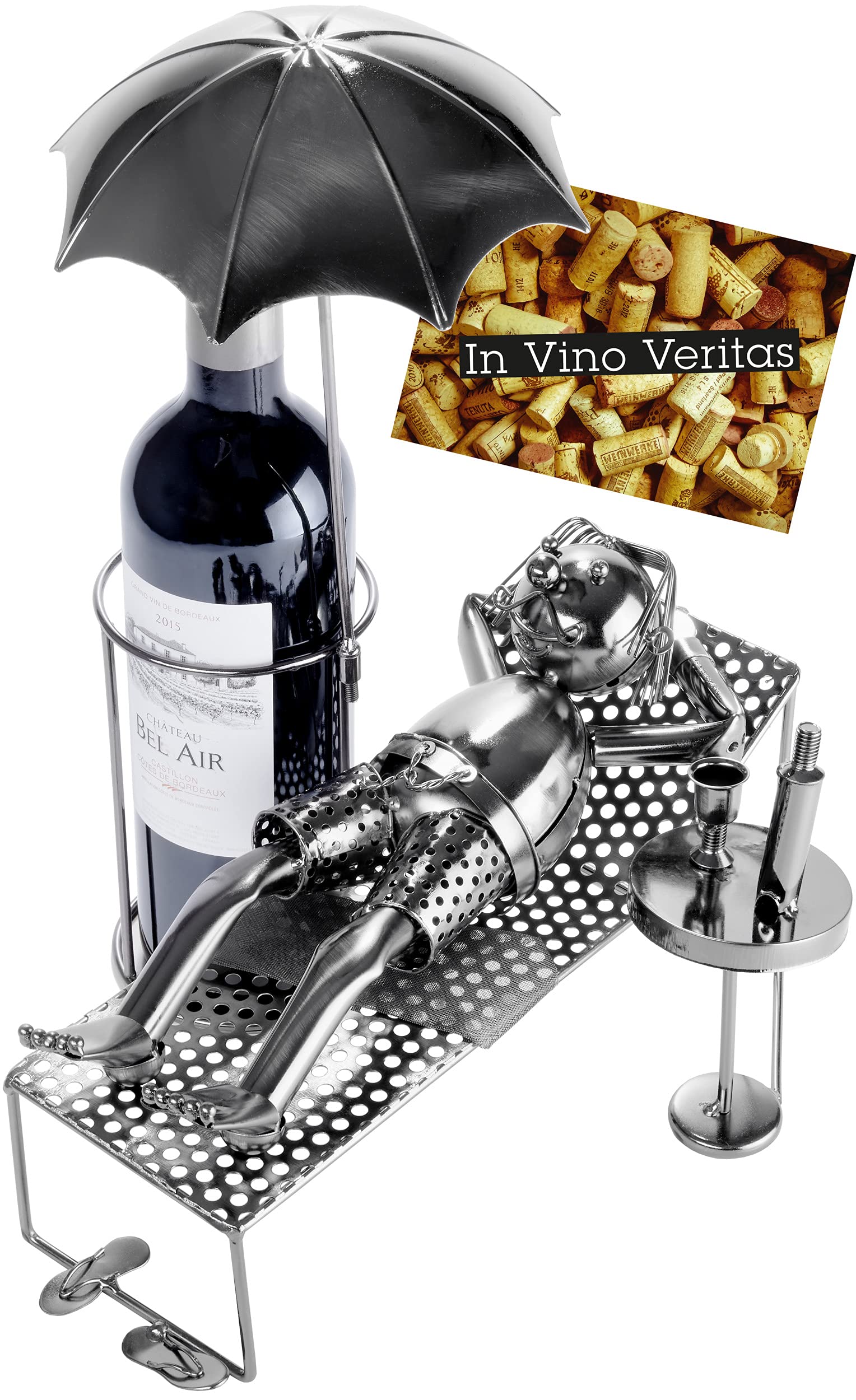 Elegant Metal Wine Bottle Holder - Artistic Tourist Sculpture & Figurine Decor for Home Bar, Wine Rack Stand - Unique Gift Idea for Wine Lovers | Perfect for Dining Room, Kitchen, or Party Decorations