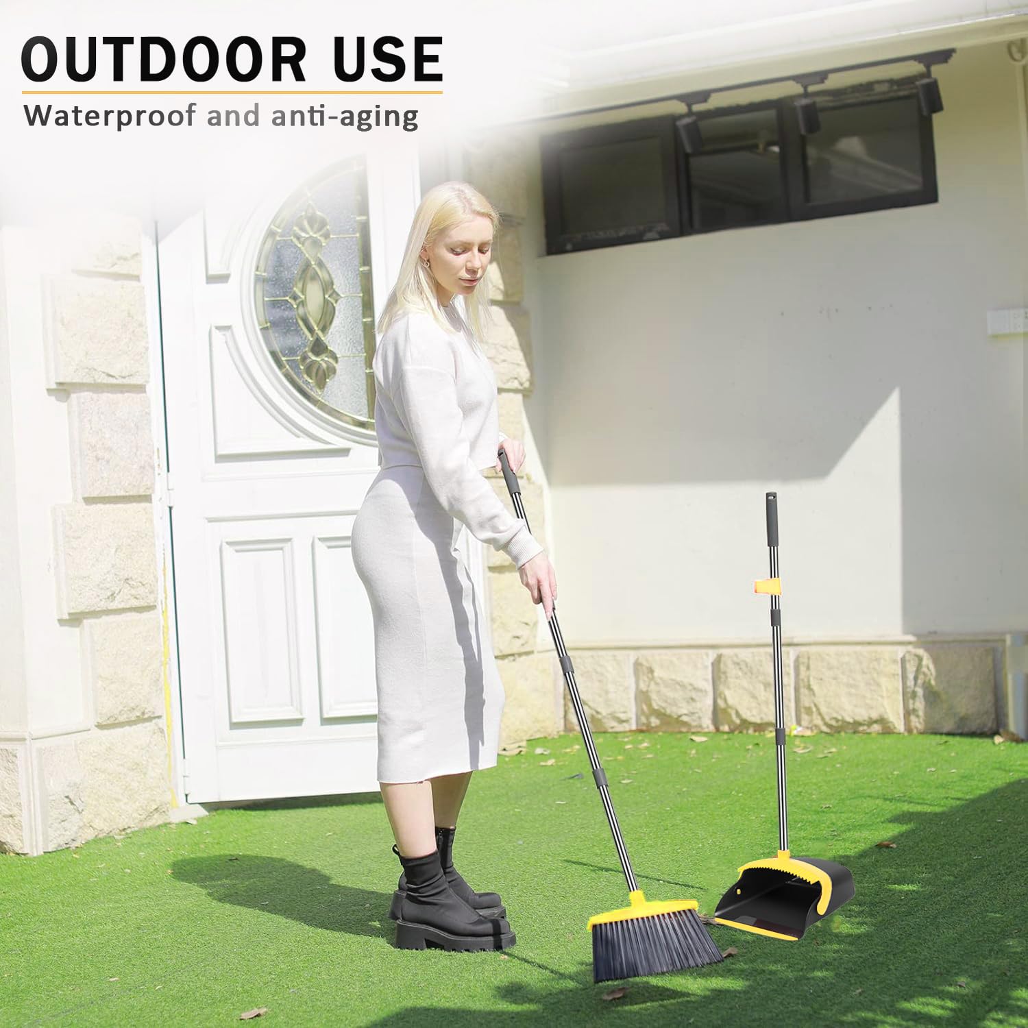 Upgraded Broom and Dustpan Set with 51