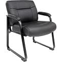 Big & Tall Guest Chair - Heavy Duty Black Bonded Leather Office Chair for Large Adults - Perfect for Conference Rooms, Reception Areas & Home Offices