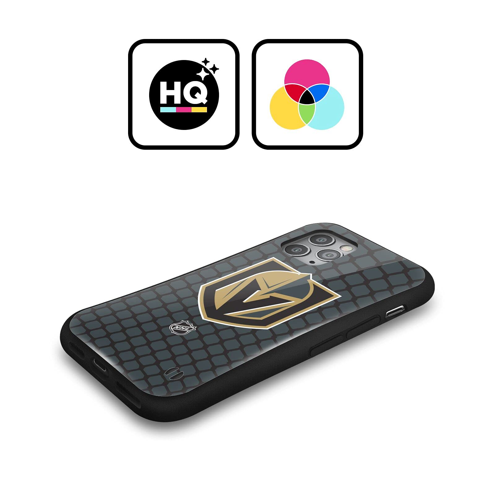 Officially Licensed NHL Vegas Golden Knights Hybrid Phone Case for Apple iPhone 11 - Durable Protective Cover with Net Pattern Design - Perfect for Hockey Fans, Game Days & Everyday Use