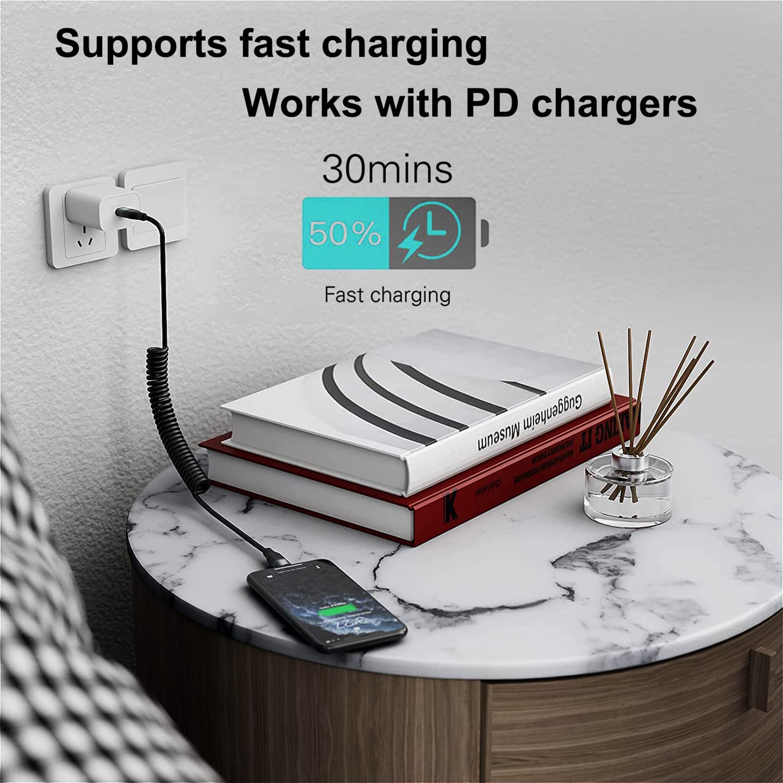 2 Pack MFi Certified Coiled Lightning Cable for Car - 6ft USB to Lightning Charging Cable Compatible with iPhone 13/12/11/XS/XR/8 & iPad - Perfect for CarPlay, Road Trips & Daily Charging