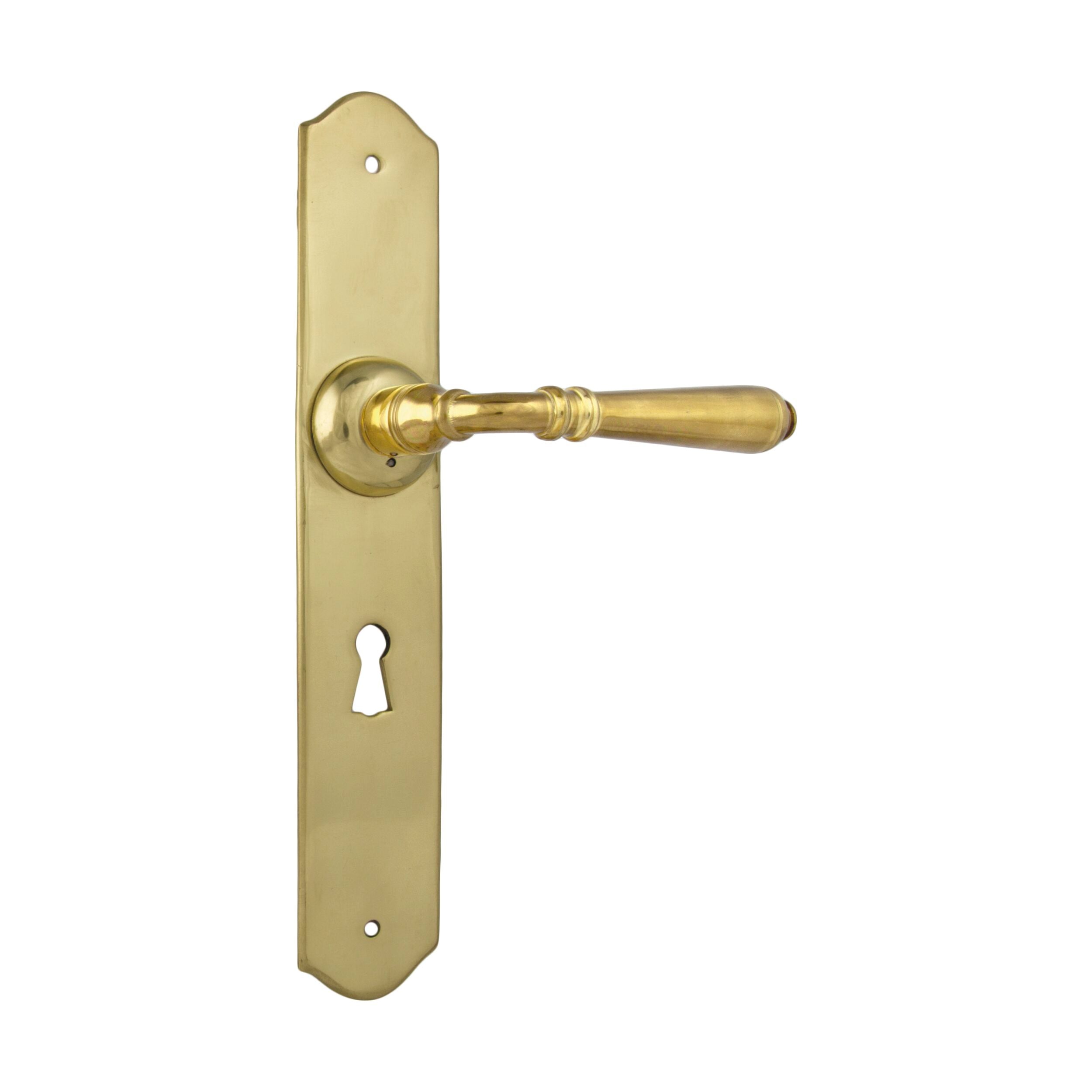 Polished Brass 0772 Door Lever Reims Lock Pair - H240xW40xP70mm | Vintage Style Door Handle for Bedroom, Bathroom & Interior Doors