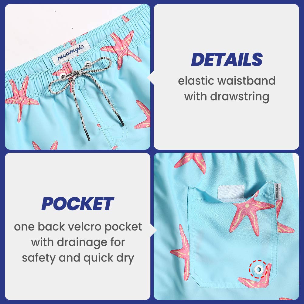 Maamgic Men's Slim Fit Swim Shorts - 7 Inch Quick Dry Swim Trunks with Mesh Lining | Comfortable Bathing Suits for Swimming, Beach & Pool Activities