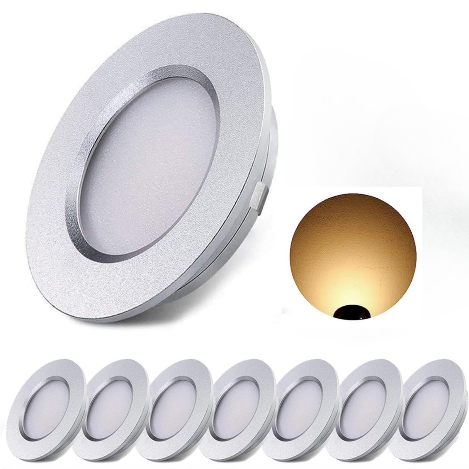 ALOVECO 12V Dimmable LED RV Interior Lights - 3000K Warm White, Ultra-Thin Waterproof Design for Campers, Motorhomes, Sailboats & Yachts (8-Pack) - Perfect for Cozy Lighting in Small Spaces & Nighttime Use