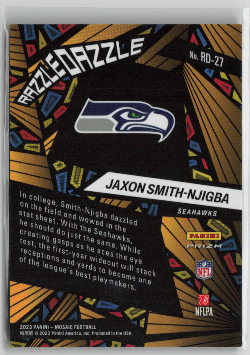 2023 Panini Mosaic Razzle Dazzle Jaxon Smith-Njigba Rookie Card #RD 27 - Football Trading Card for Collectors & Fantasy Sports Fans