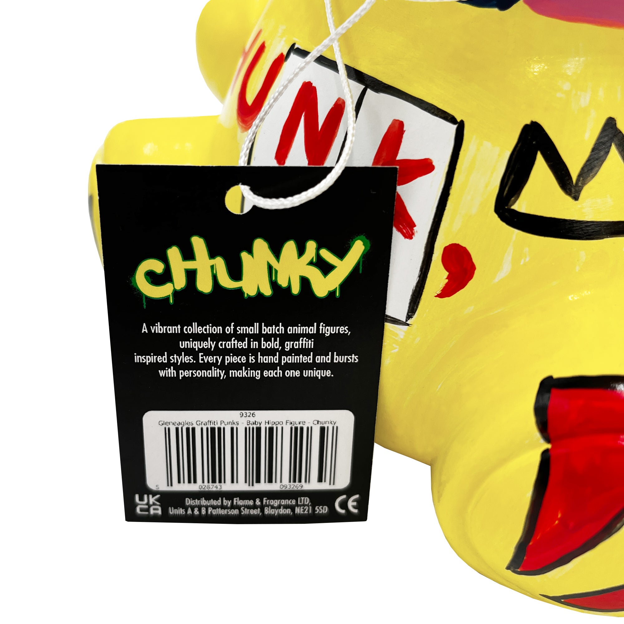 Gleneagles Graffiti Punks Animal Figure - Chunky Baby Hippo Statue for Kids Room Decor, Nursery Shelf Display & Unique Gift Idea