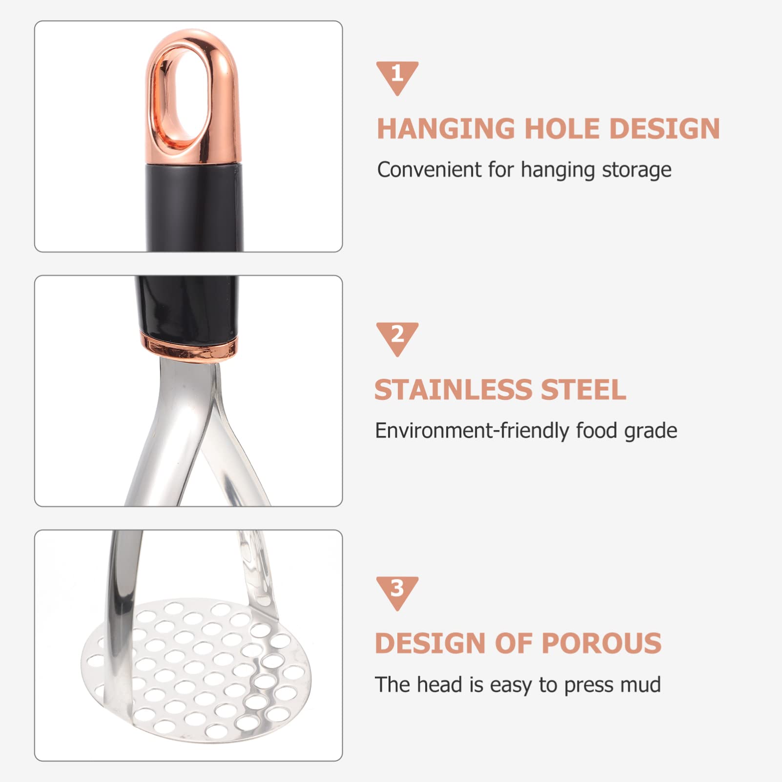 1pc Stainless Steel Potato Masher - Manual Hand Press Tool for Mashing Potatoes, Vegetables - Durable Kitchen Gadget for Smooth Puree, Baby Food & Baking - Perfect for Home Cooking, Restaurants & Meal Prep