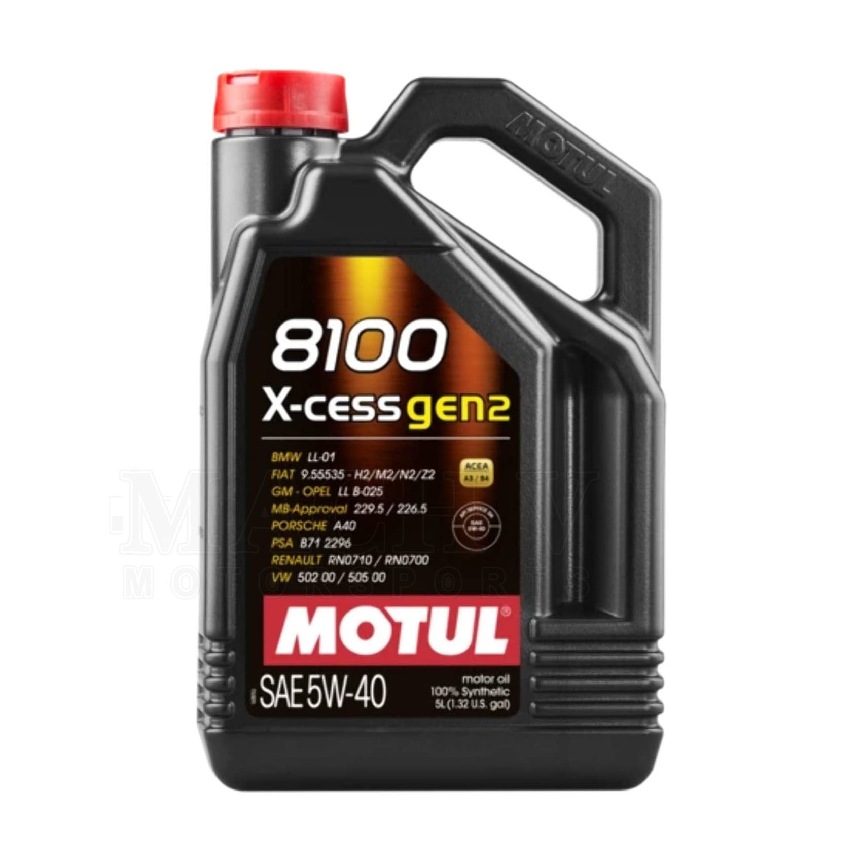 Motul 8100 X-Cess Gen2 5W40 Full Synthetic Motor Oil - 5 Liter Jug for High Performance Cars, Turbocharged Engines & Daily Driving