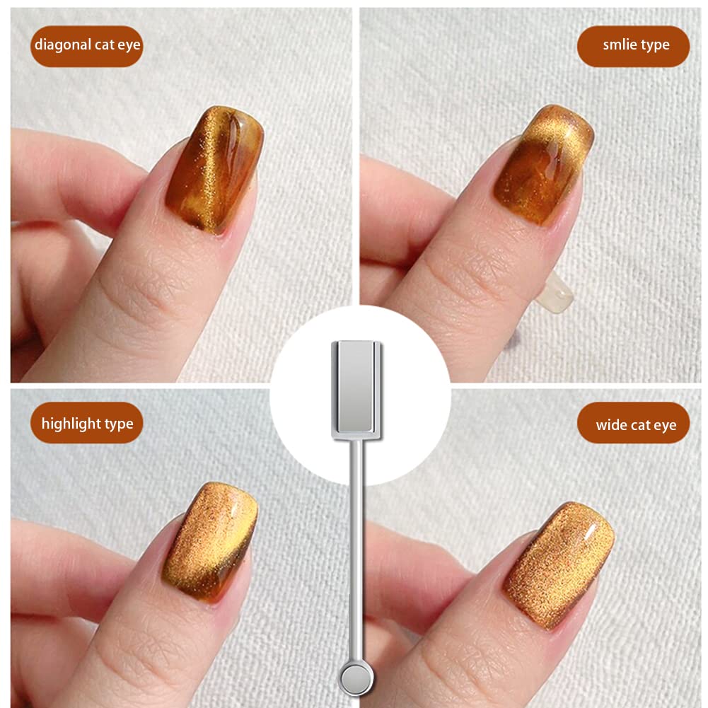 6 Colors Magnetic Gel Nail Polish Set - Wide Amber Cat Eye UV Soak Off Polish with Magnetic Stick | Crystal Jelly Transparent 9D Cateye Nail Art Kit for Home Salon & Professional Manicure