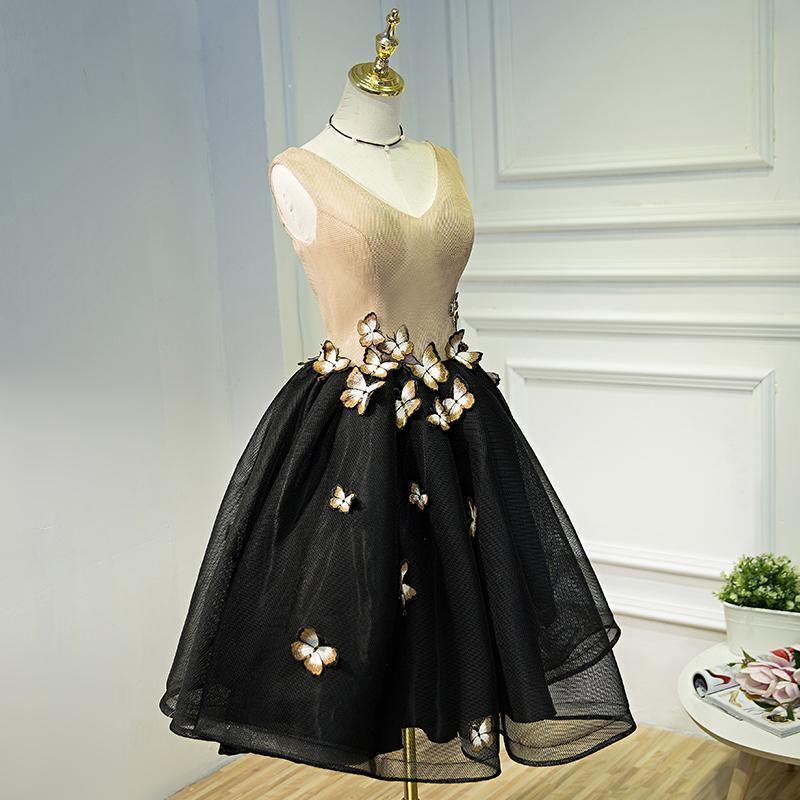 Elegant A-Line Black Homecoming Dress - Sleeveless Prom Gown with Butterfly Detail (HD0060) | Perfect for Formal Dances, Evening Parties & Special Occasions