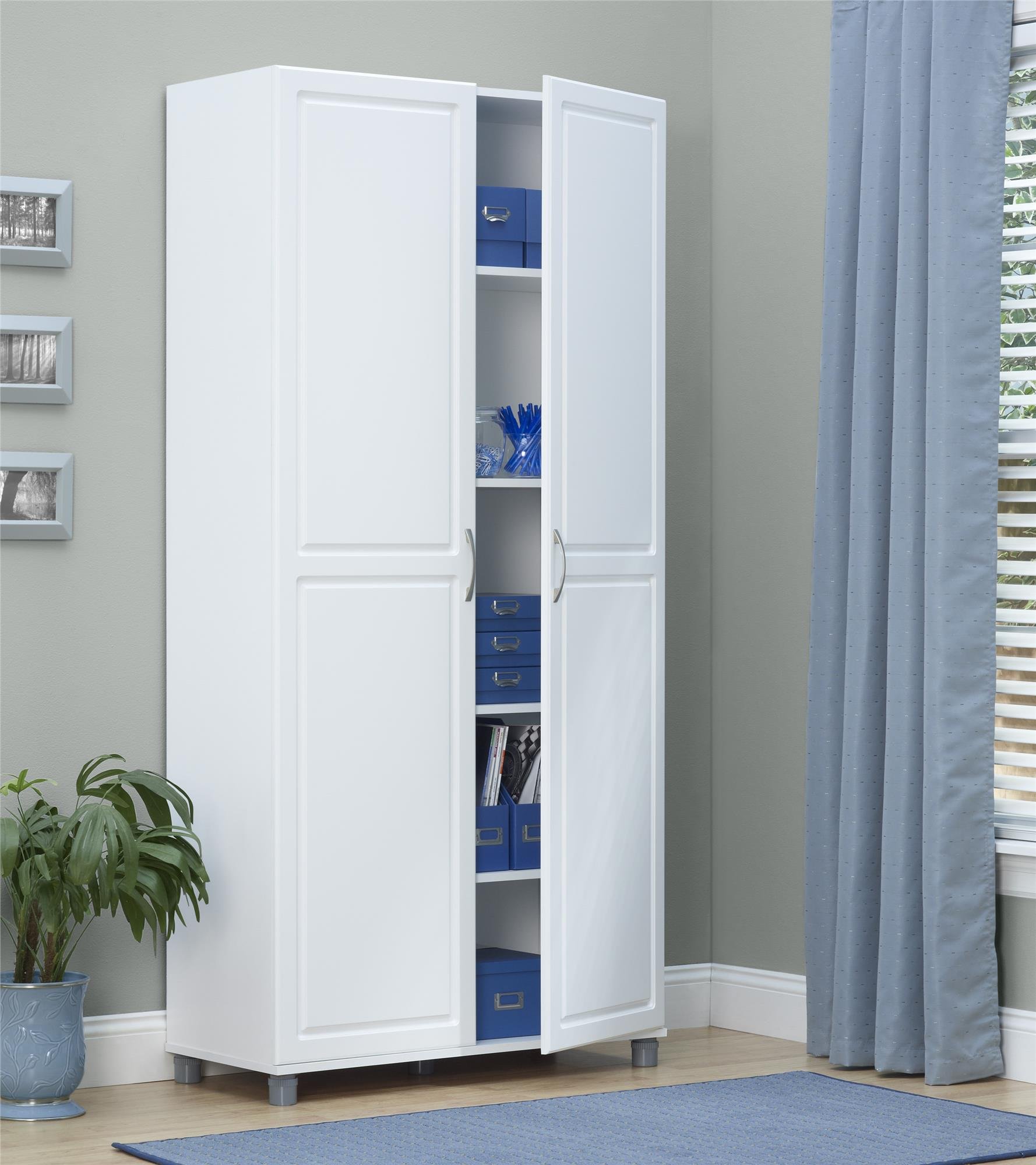 SystemBuild Evolution Kendall 36-Inch Utility Storage Cabinet in White - Perfect for Garage, Basement & Home Organization Storage Solutions