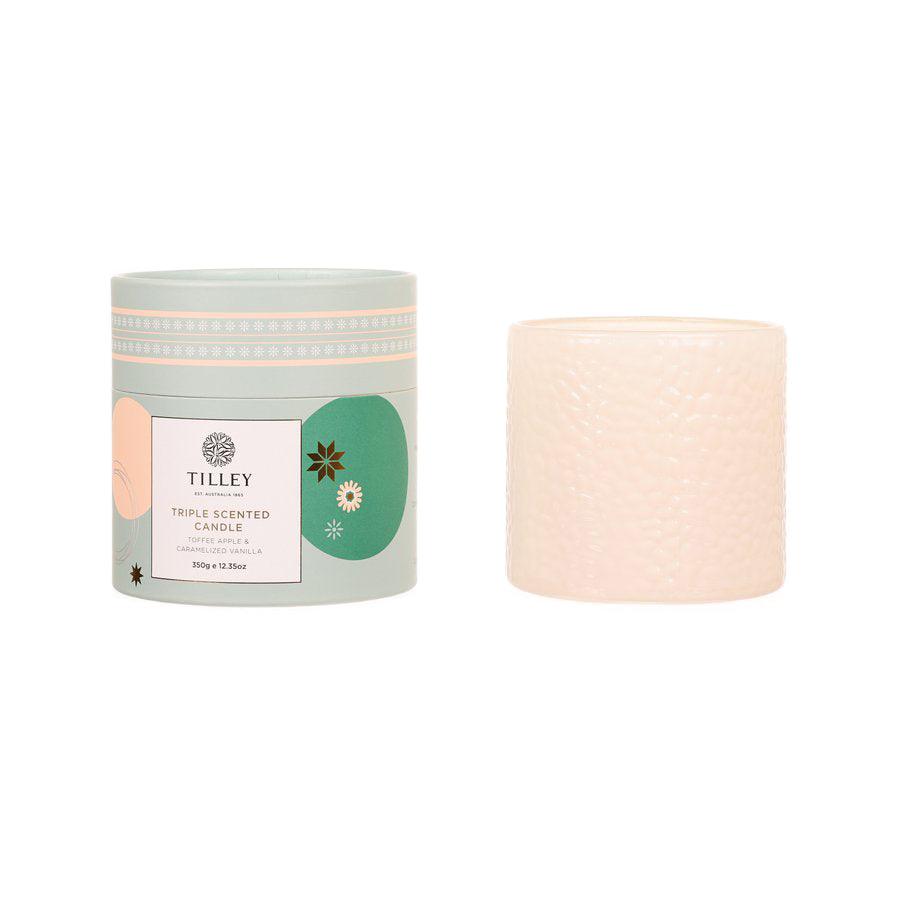 TILLEY Scented Candle 350g - Toffee Apple & Caramel Vanilla Fragrance | Long-Lasting Soy Wax Candle for Home, Bathroom, Bedroom Relaxation & Aromatherapy